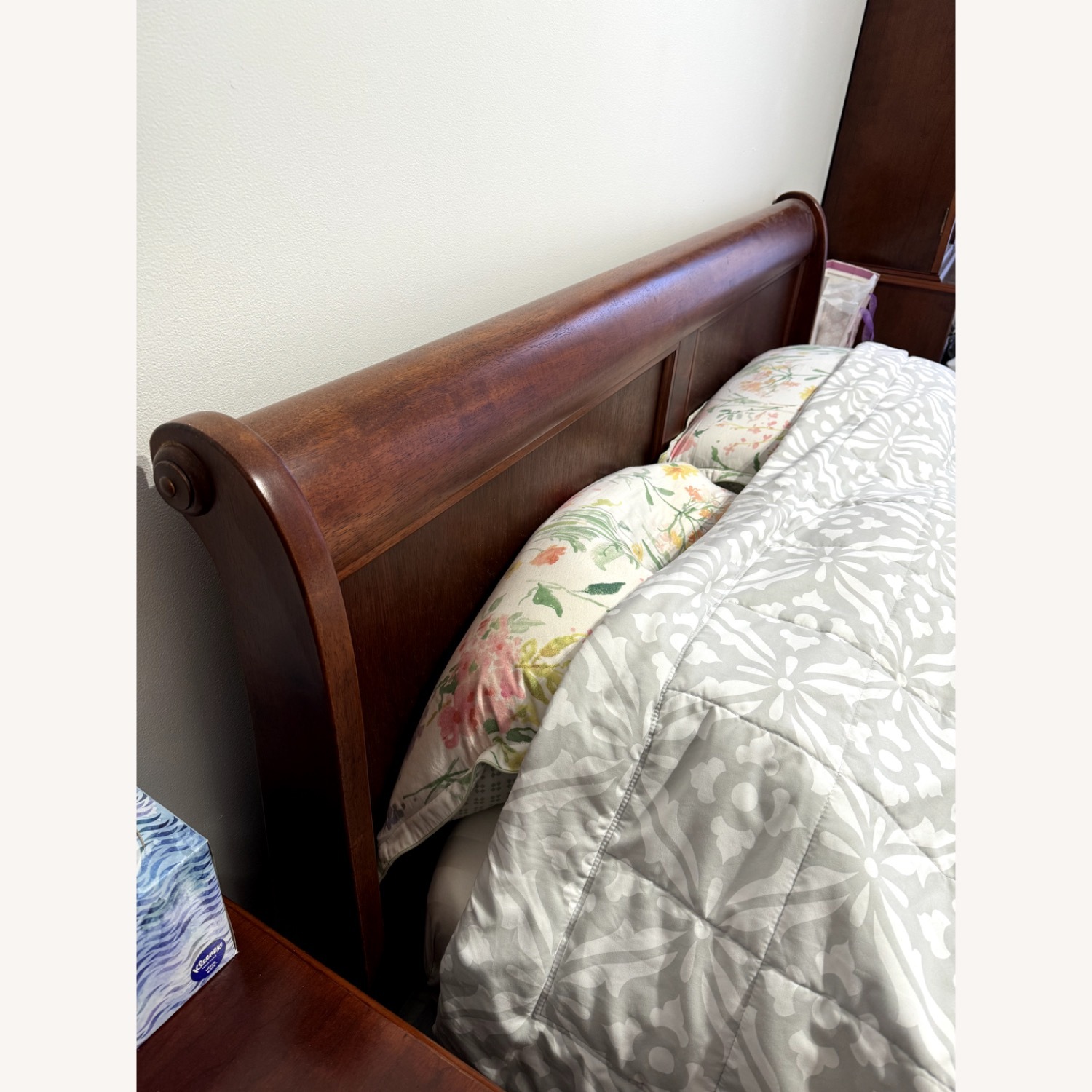 Dark Brown Wooden Queen Bed Frame with Headboard - image-5