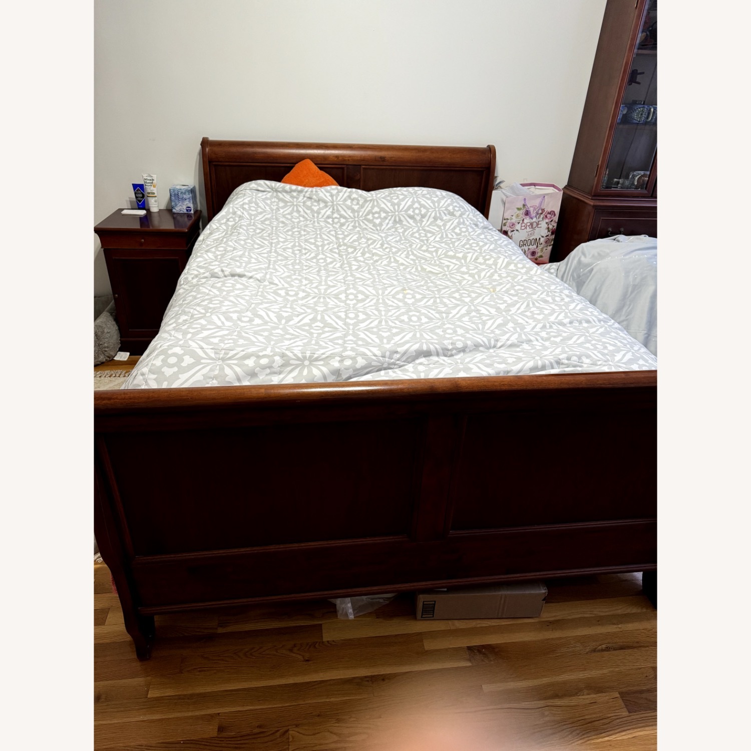 Dark Brown Wooden Queen Bed Frame with Headboard - image-6