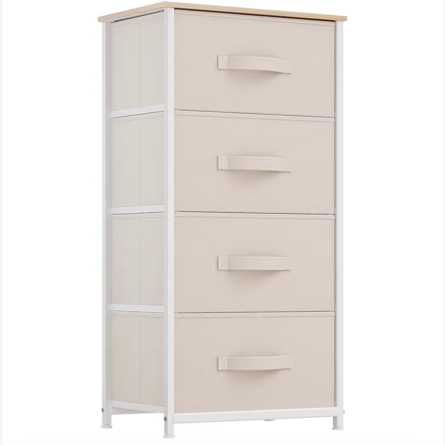4-Drawer Fabric Dresser for Bedroom (Cream White) - image-1