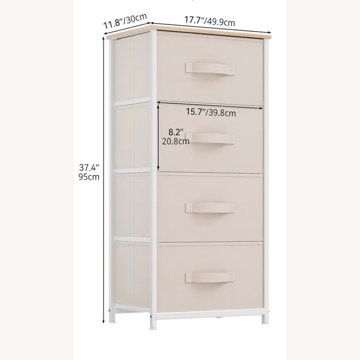 4-Drawer Fabric Dresser for Bedroom (Cream White) - image-3