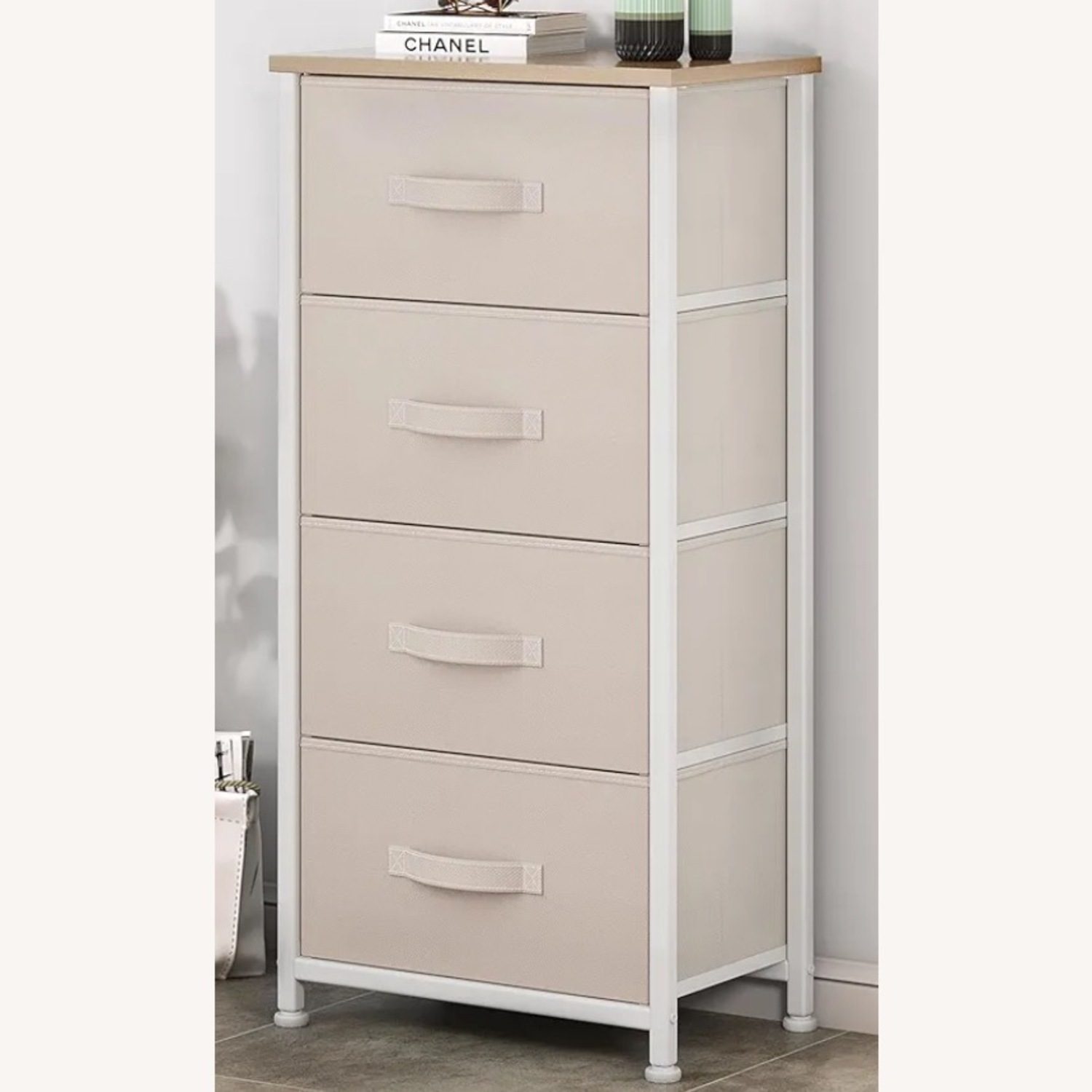 4-Drawer Fabric Dresser for Bedroom (Cream White) - image-2