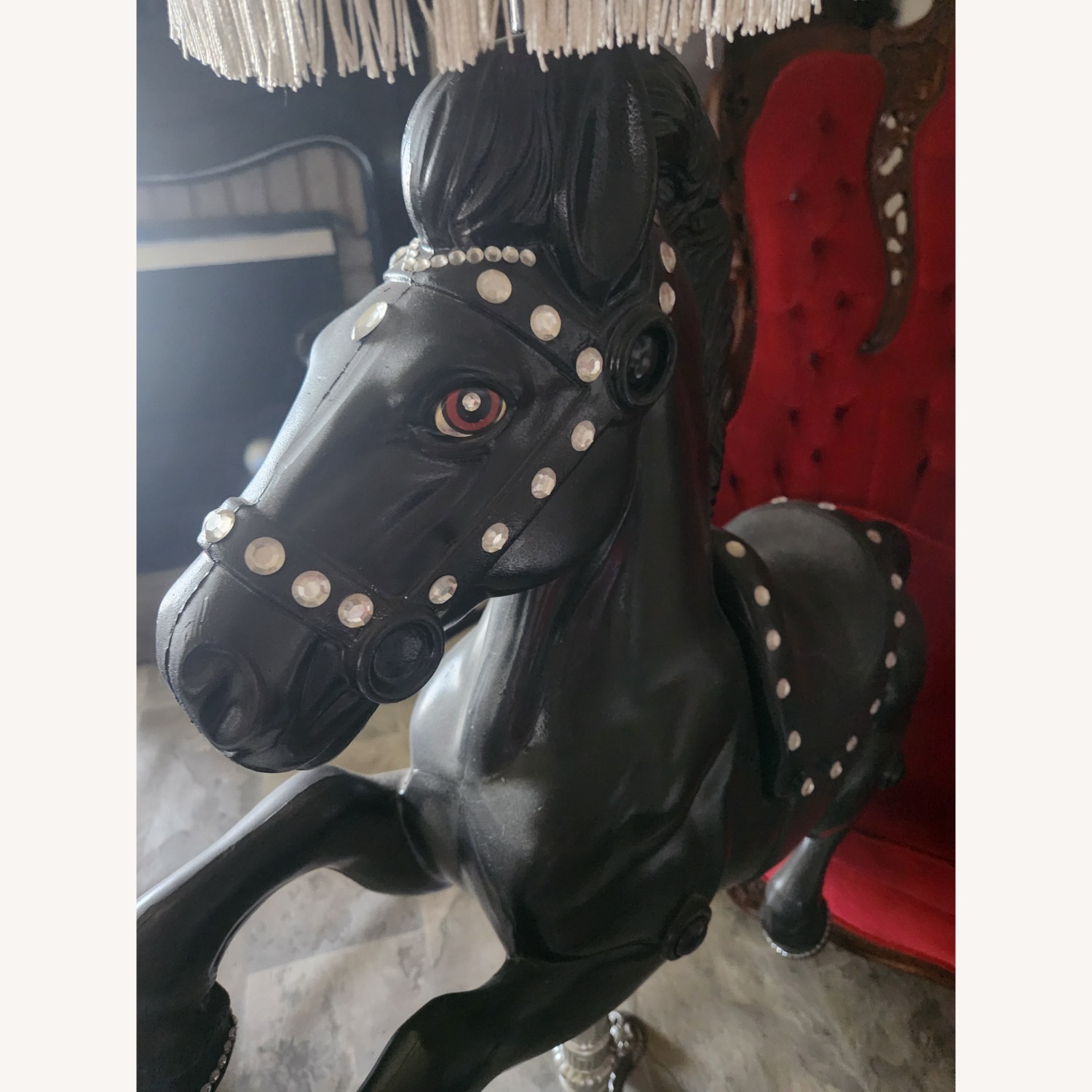 Exquisite Antique Black Carnival Horse Lamp  - image-4