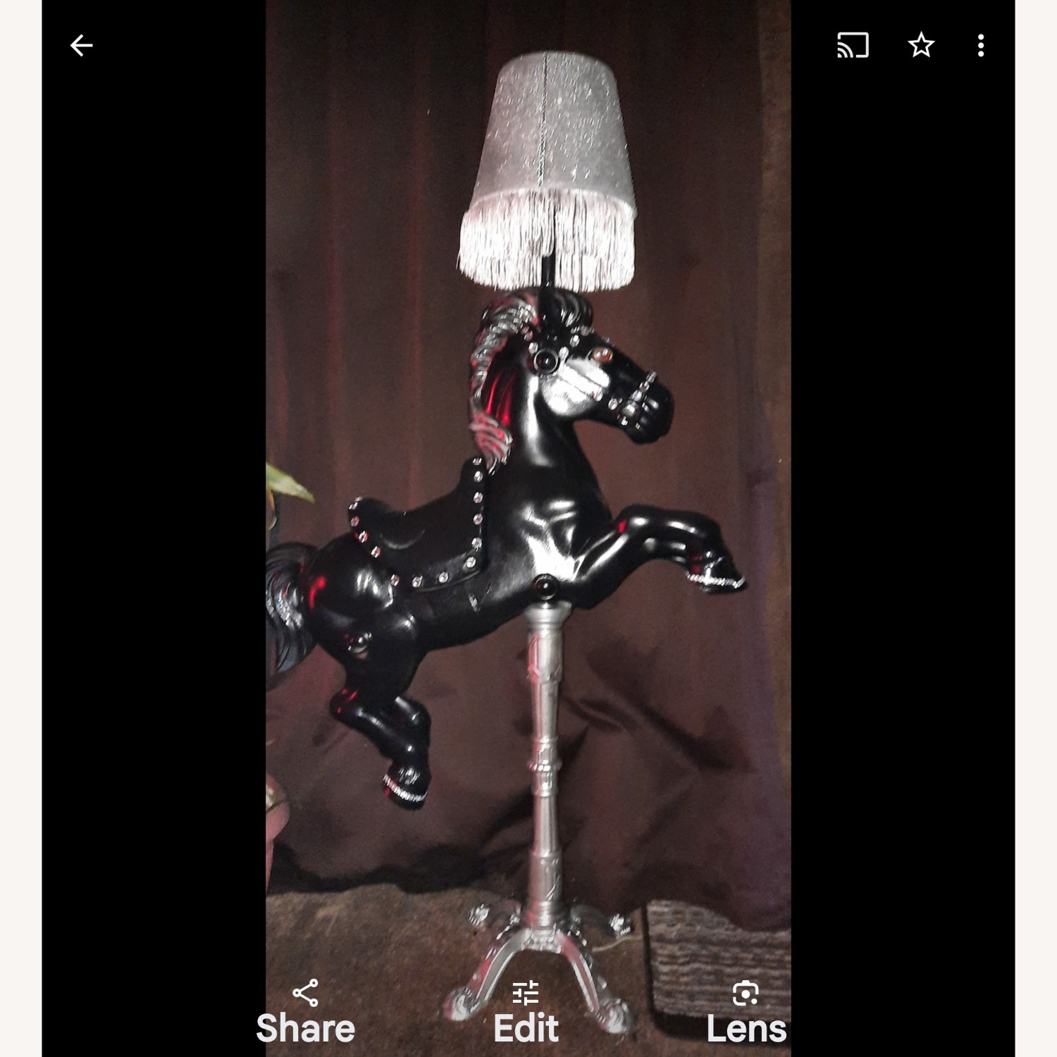 Exquisite Antique Black Carnival Horse Lamp  - image-1