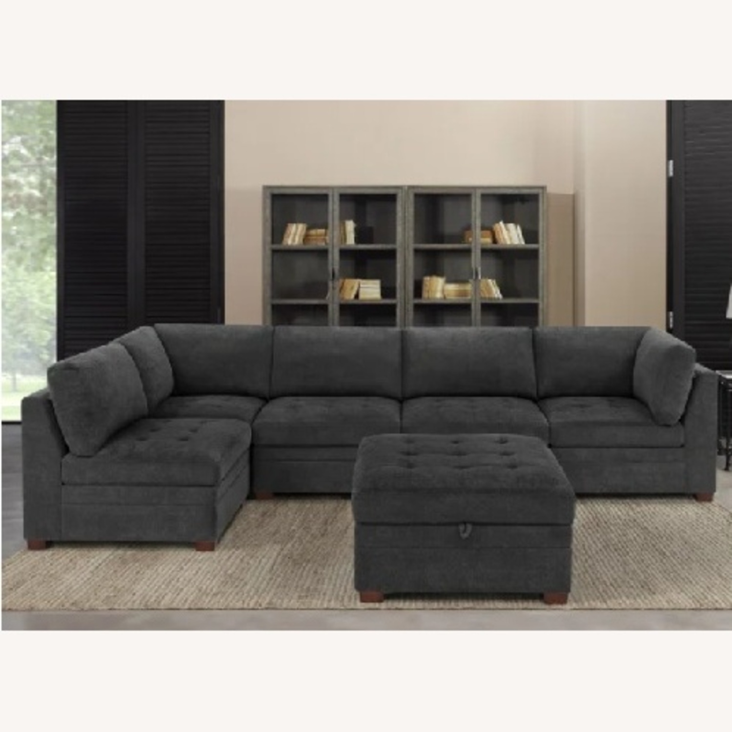 Thomasville Tisdale Dark Grey Sectional + Ottoman - image-6