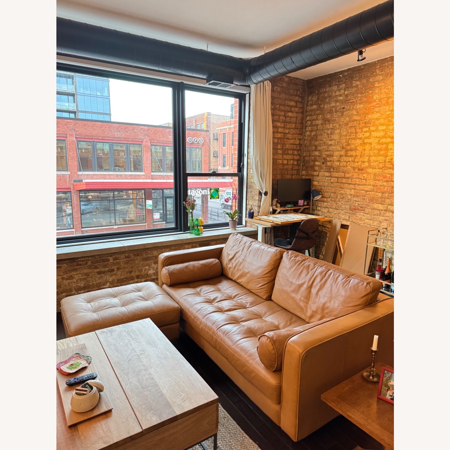 Article Charme Tan Loveseat + Ottoman  - image-1