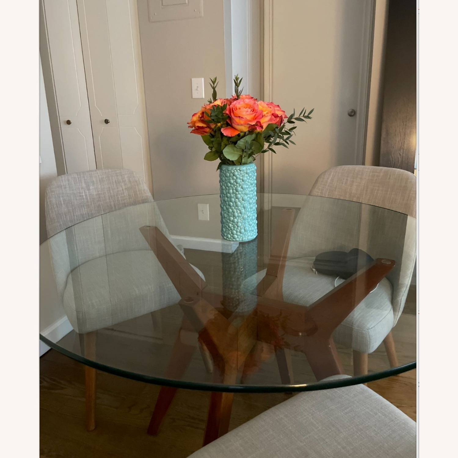 West Elm Jensen Round Table, Glass/Walnut - image-2