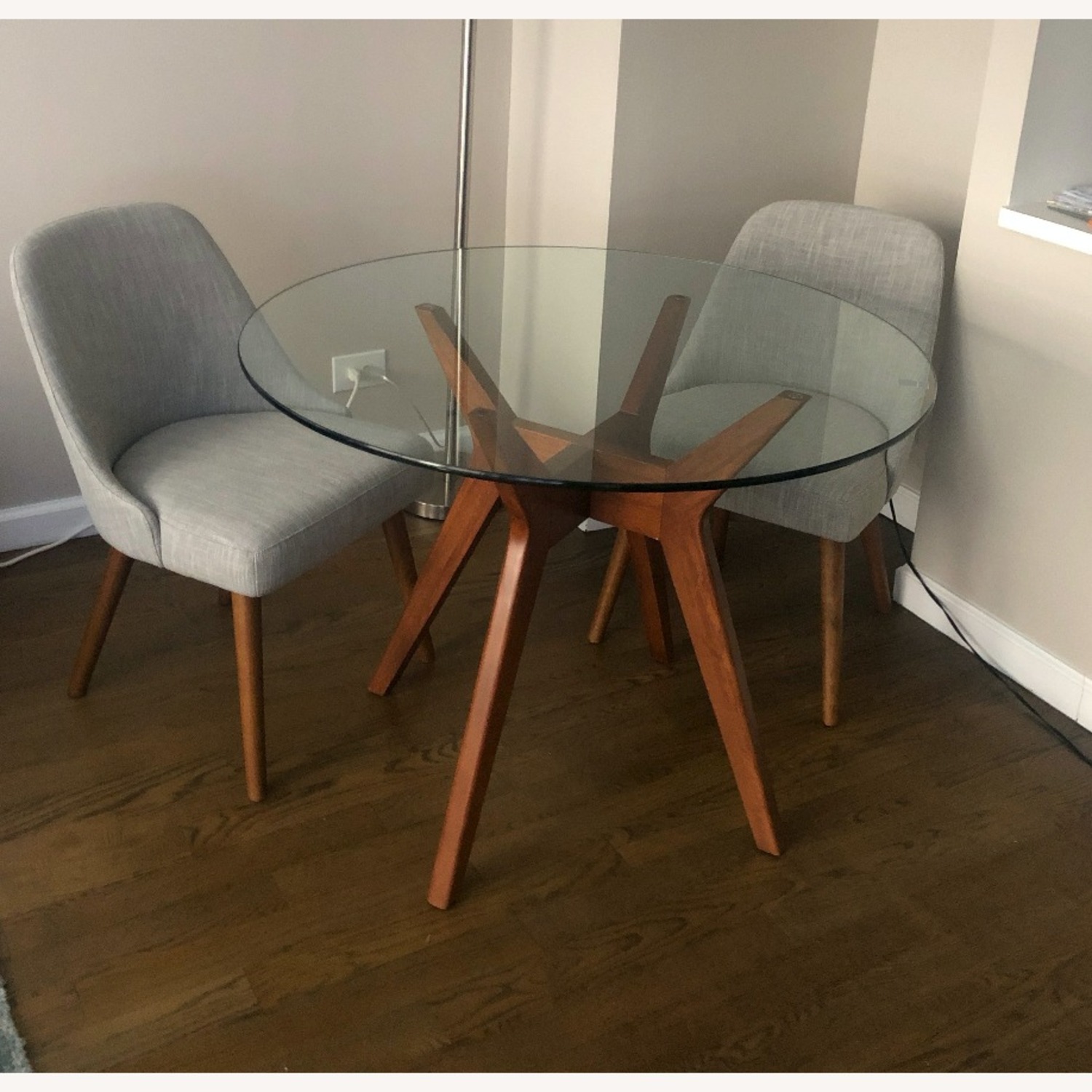 West Elm Jensen Round Table, Glass/Walnut - image-1