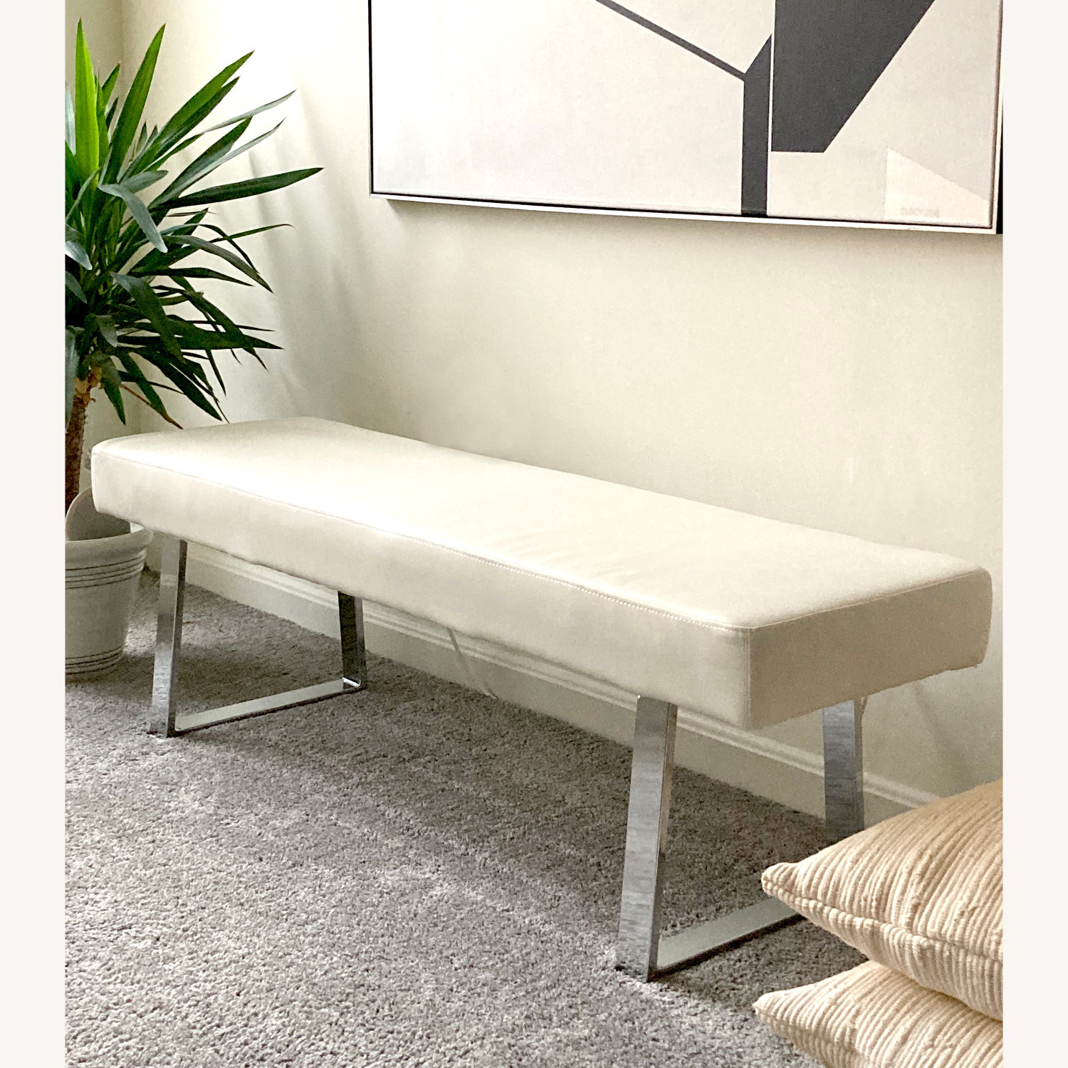 55" Bench with Chrome Legs - image-0