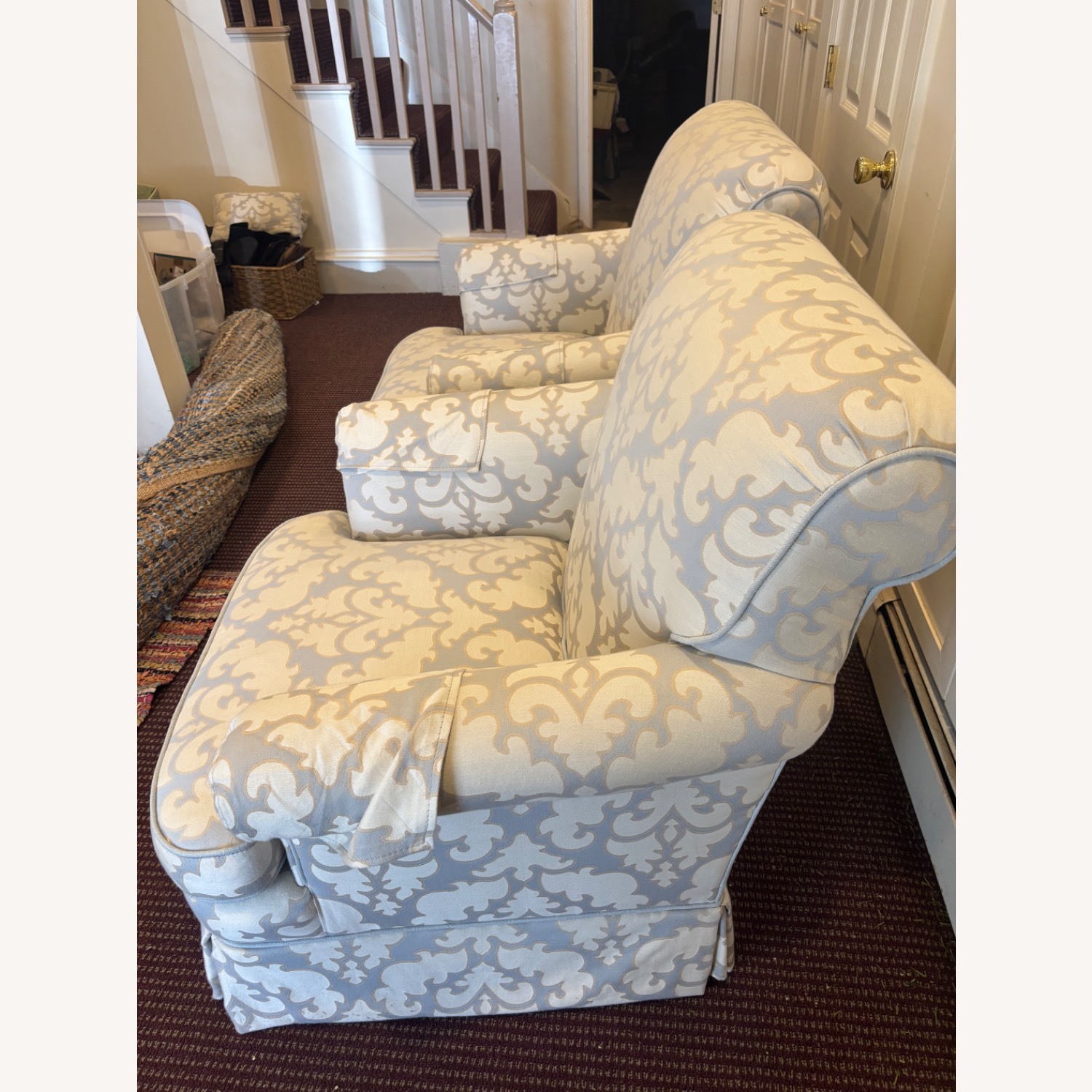 Designer Blue Fabric Swivel Chairs - image-5