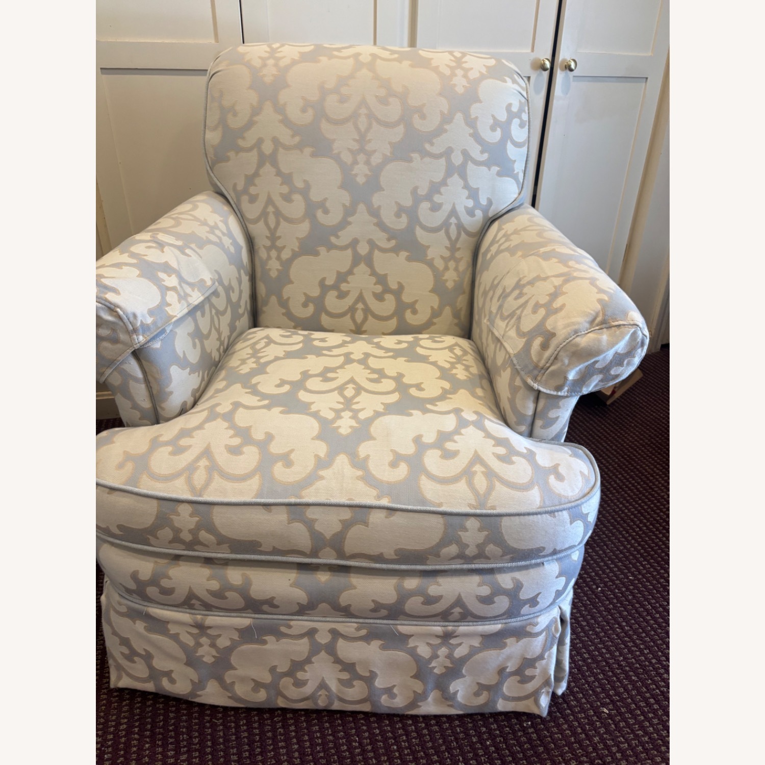 Designer Blue Fabric Swivel Chairs - image-4