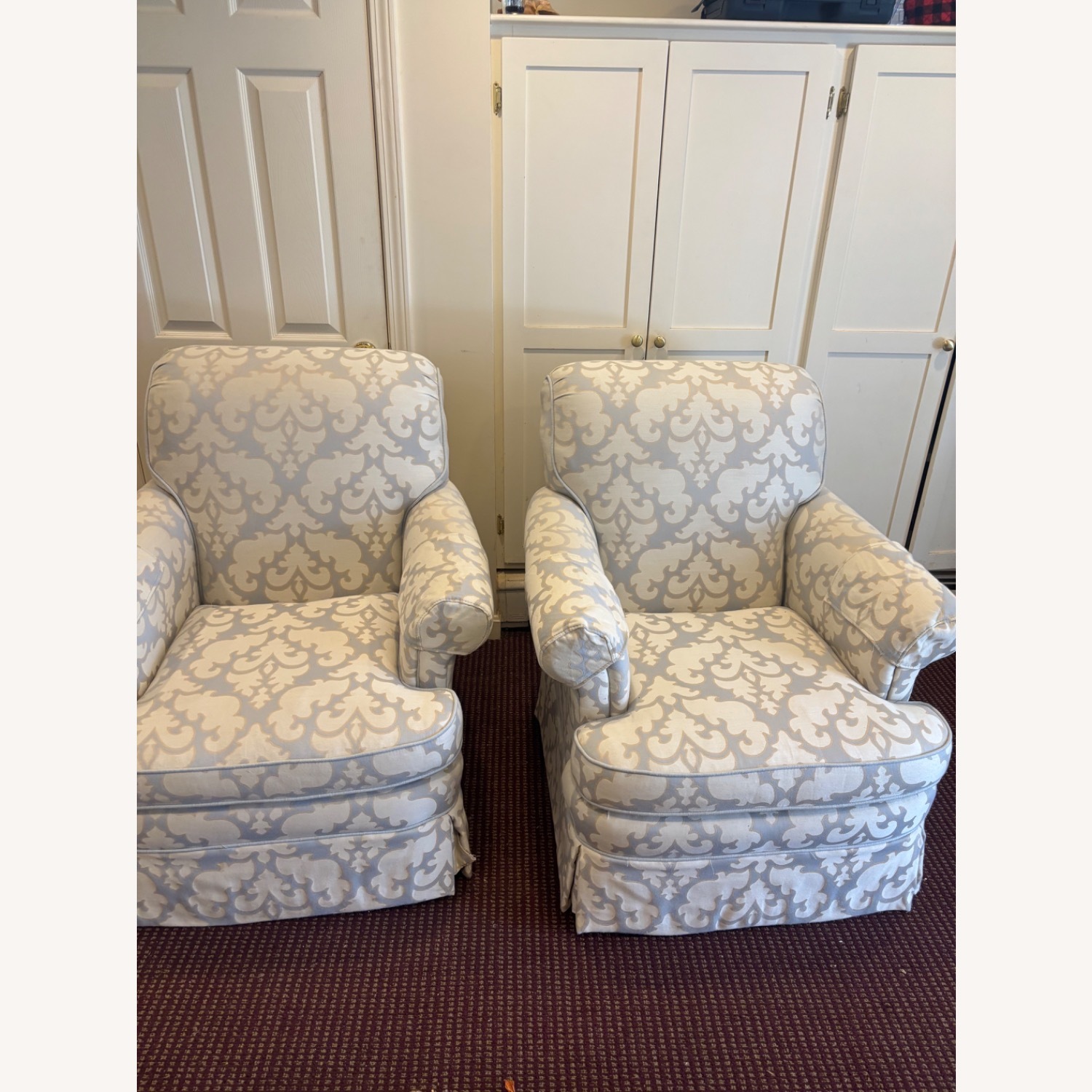 Designer Blue Fabric Swivel Chairs - image-1