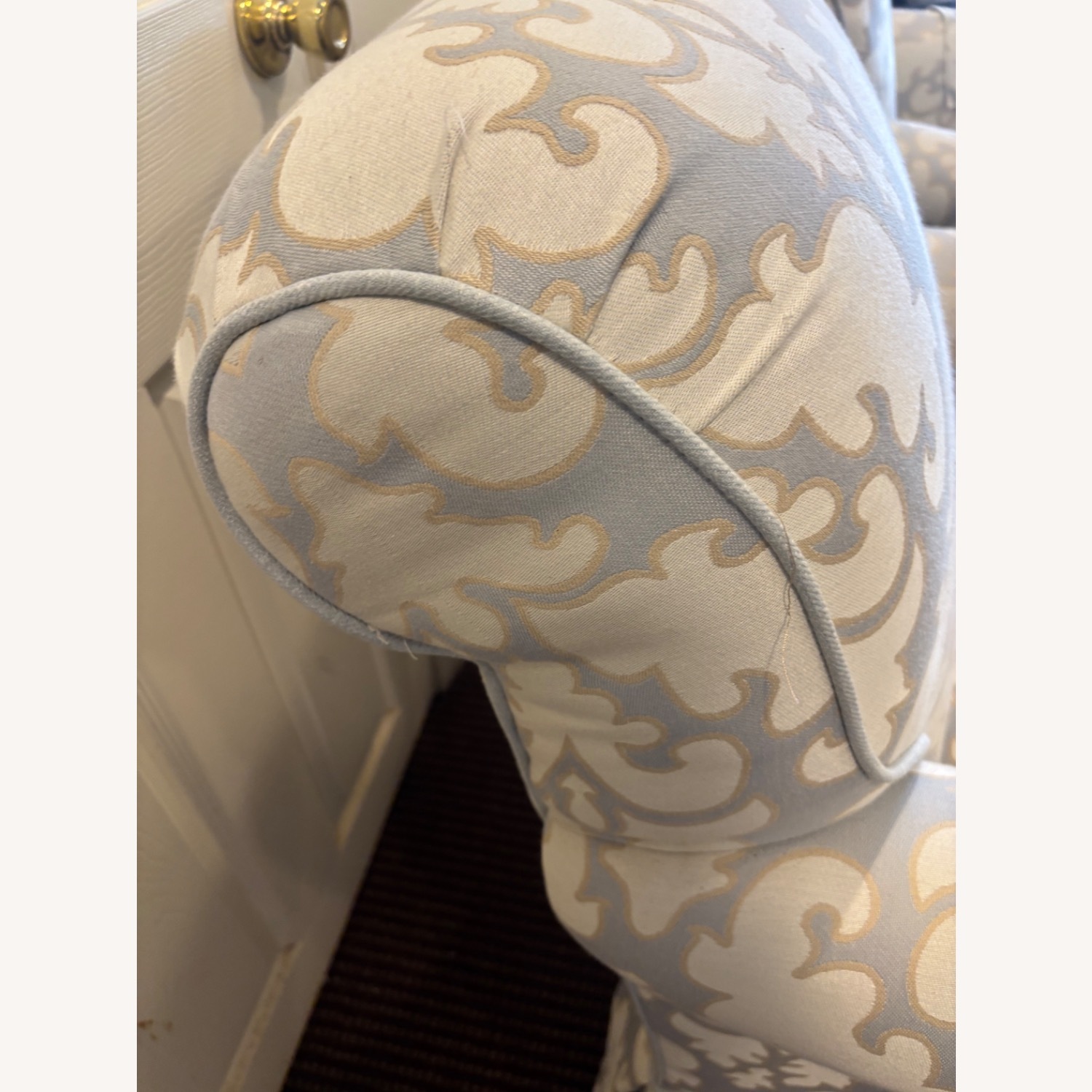 Designer Blue Fabric Swivel Chairs - image-3