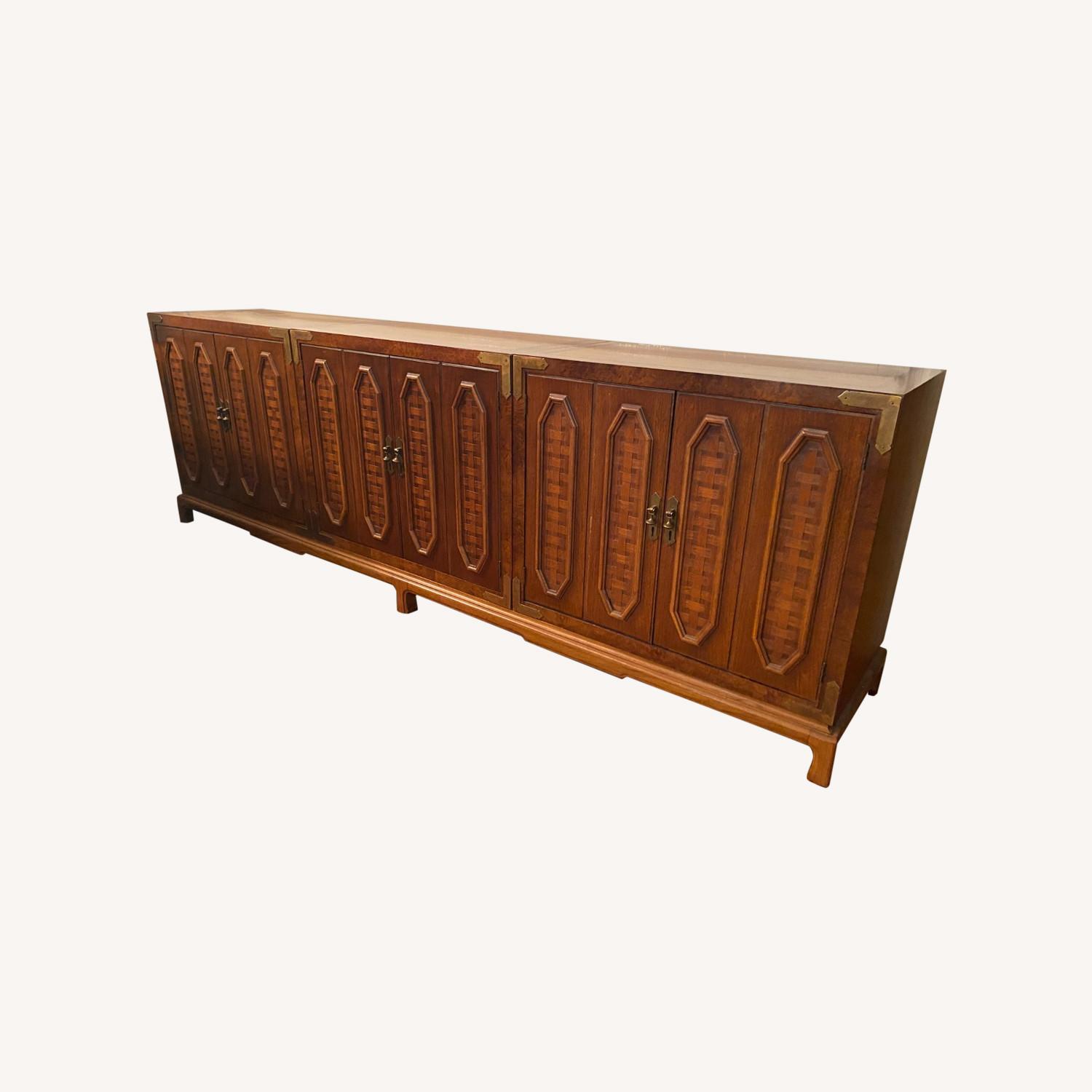 Mid-Century Brass and Walnut Credenza - image-0