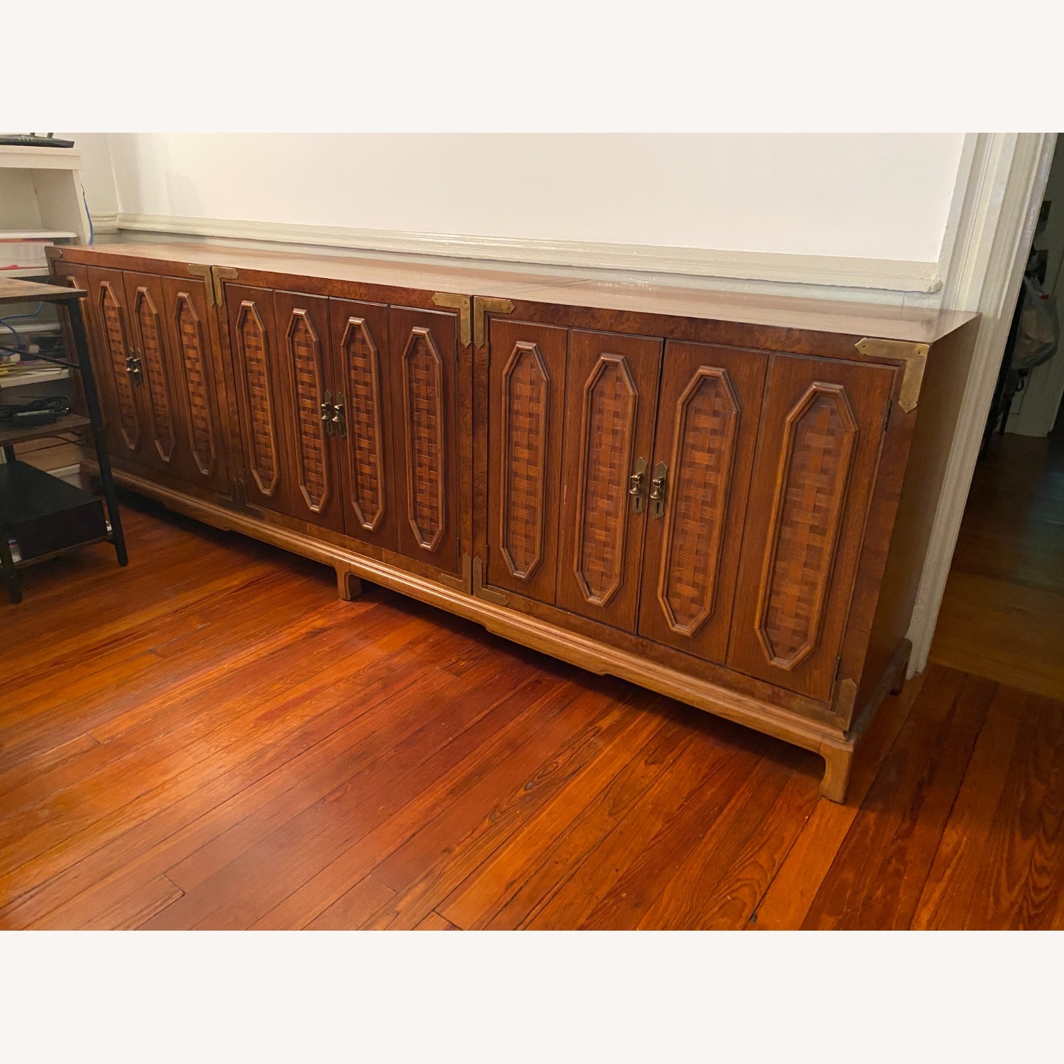 Mid-Century Brass and Walnut Credenza - image-1