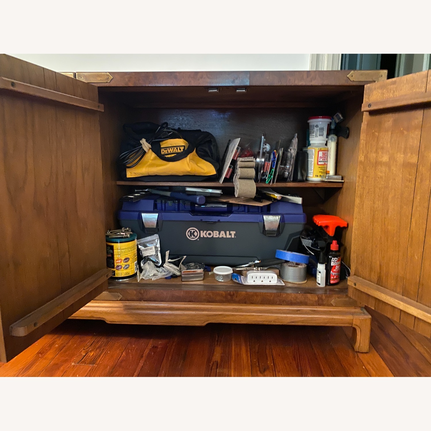Mid-Century Brass and Walnut Credenza - image-5