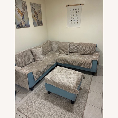 Used Blue Sectional With Ottoman for sale on AptDeco
