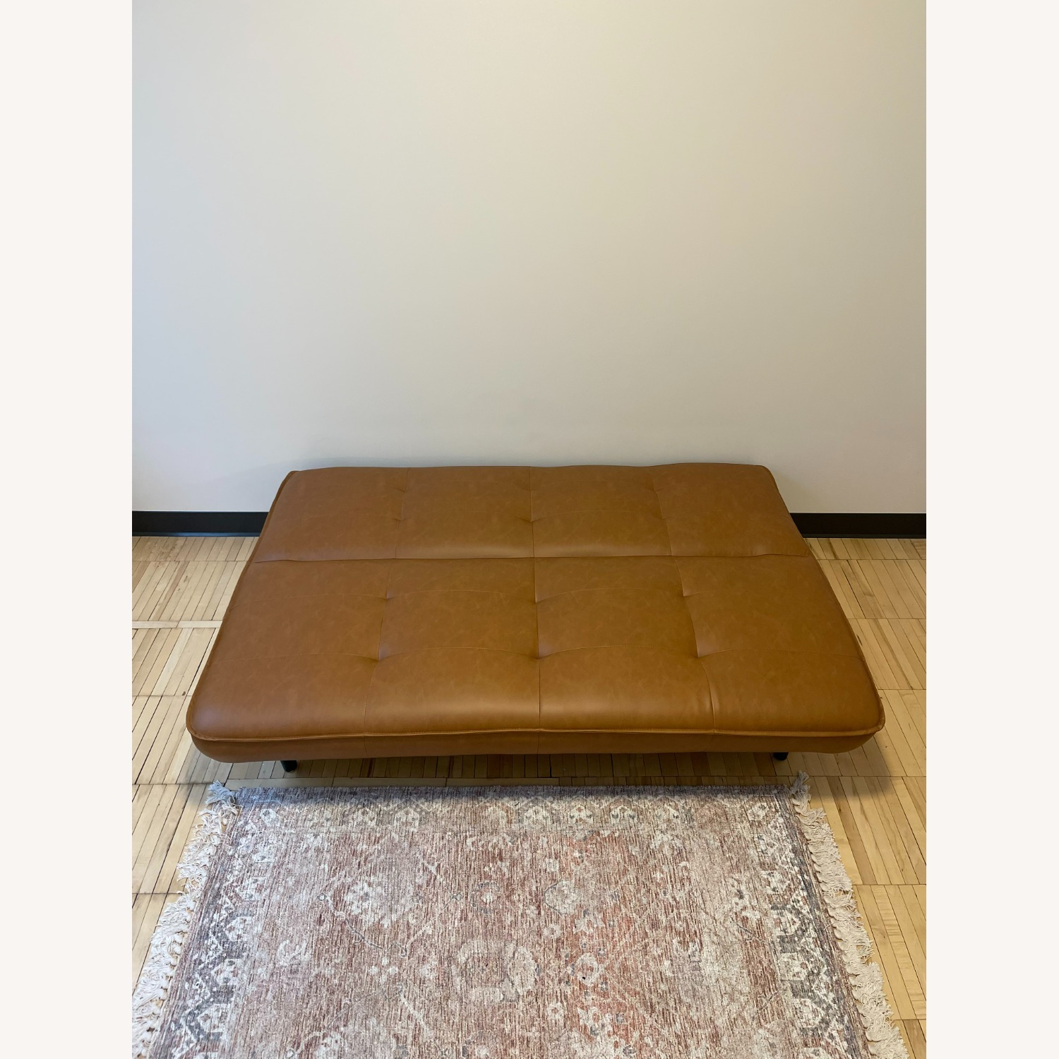 Wyatt Push Back Sofa, Cognac Faux Leather - image-3