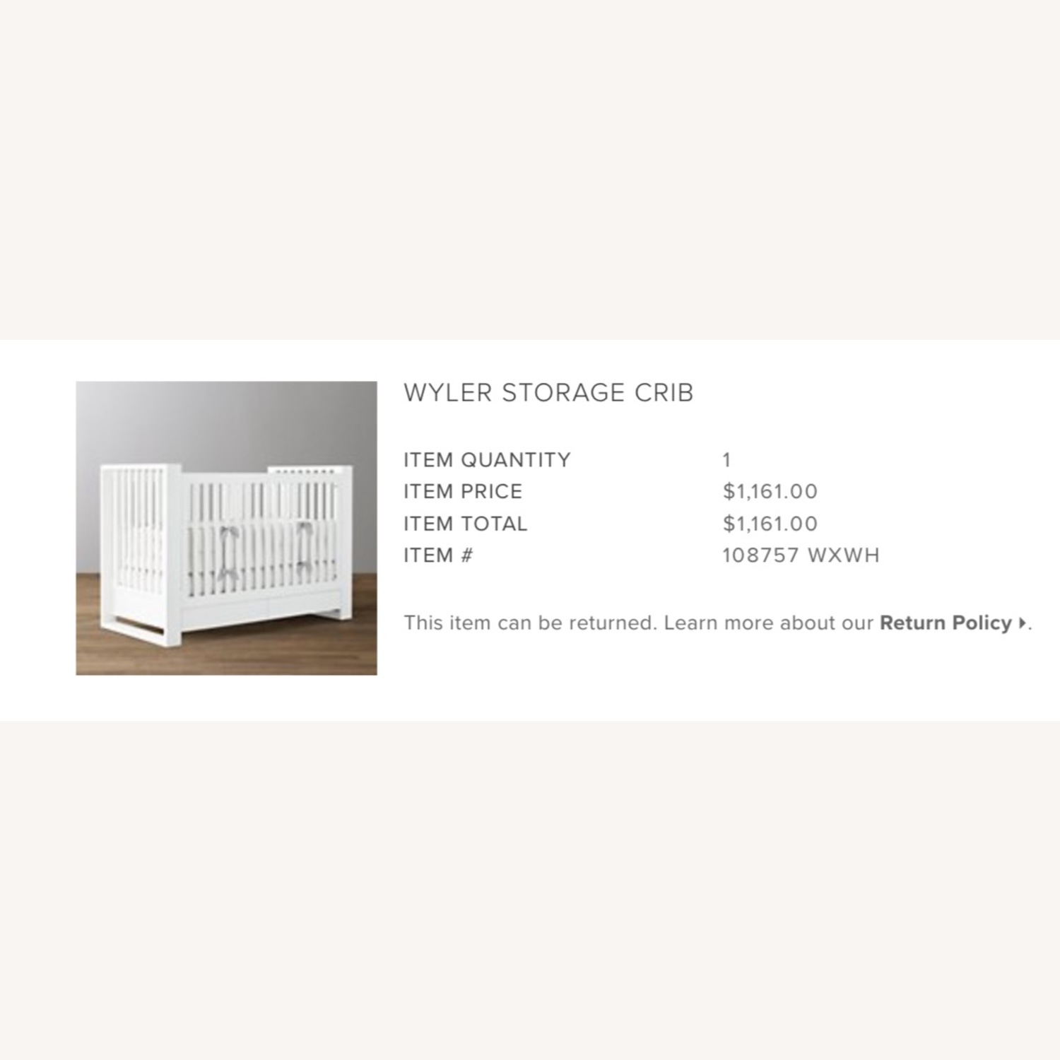 Restoration Hardware Wyler Convertible Storage Crib - image-2
