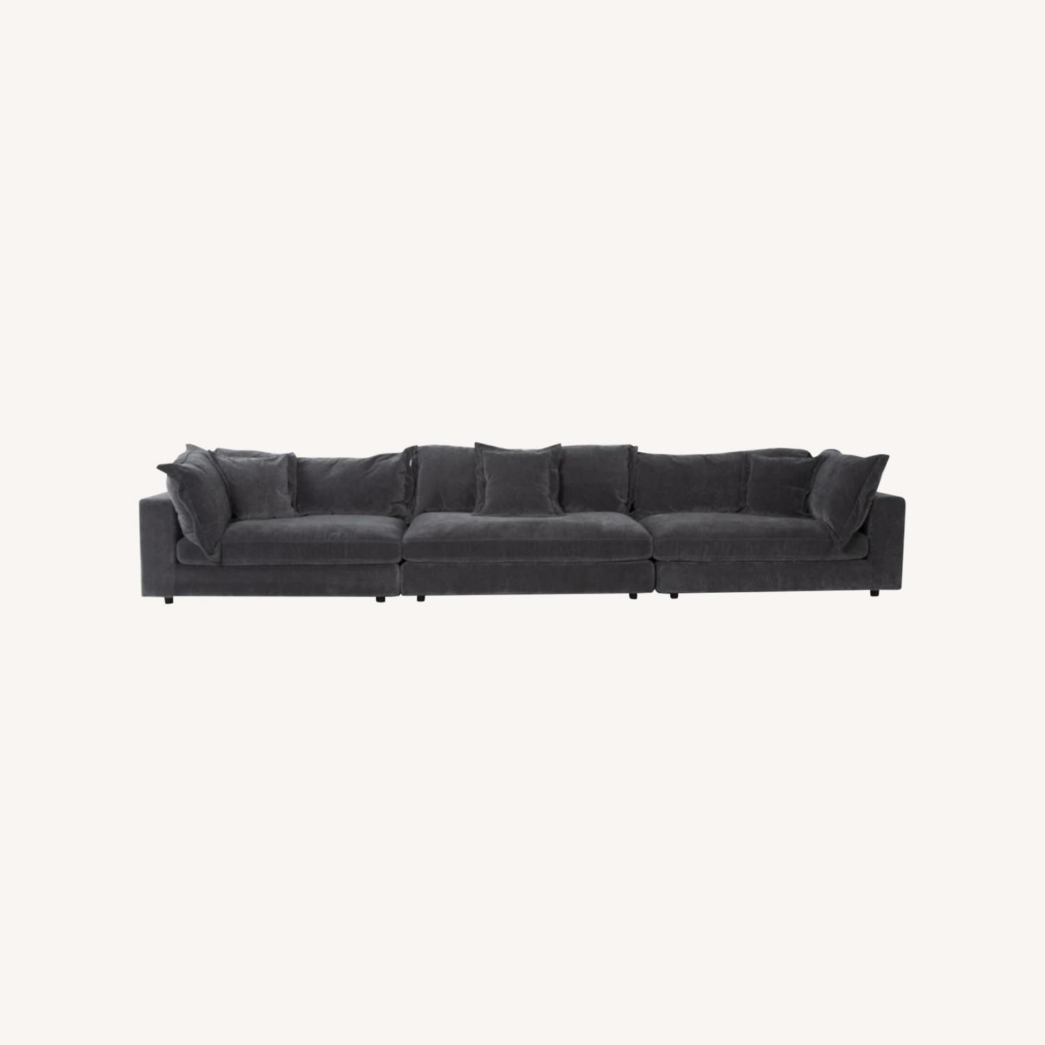 Living Spaces Storm Grey Modular Couch - image-0