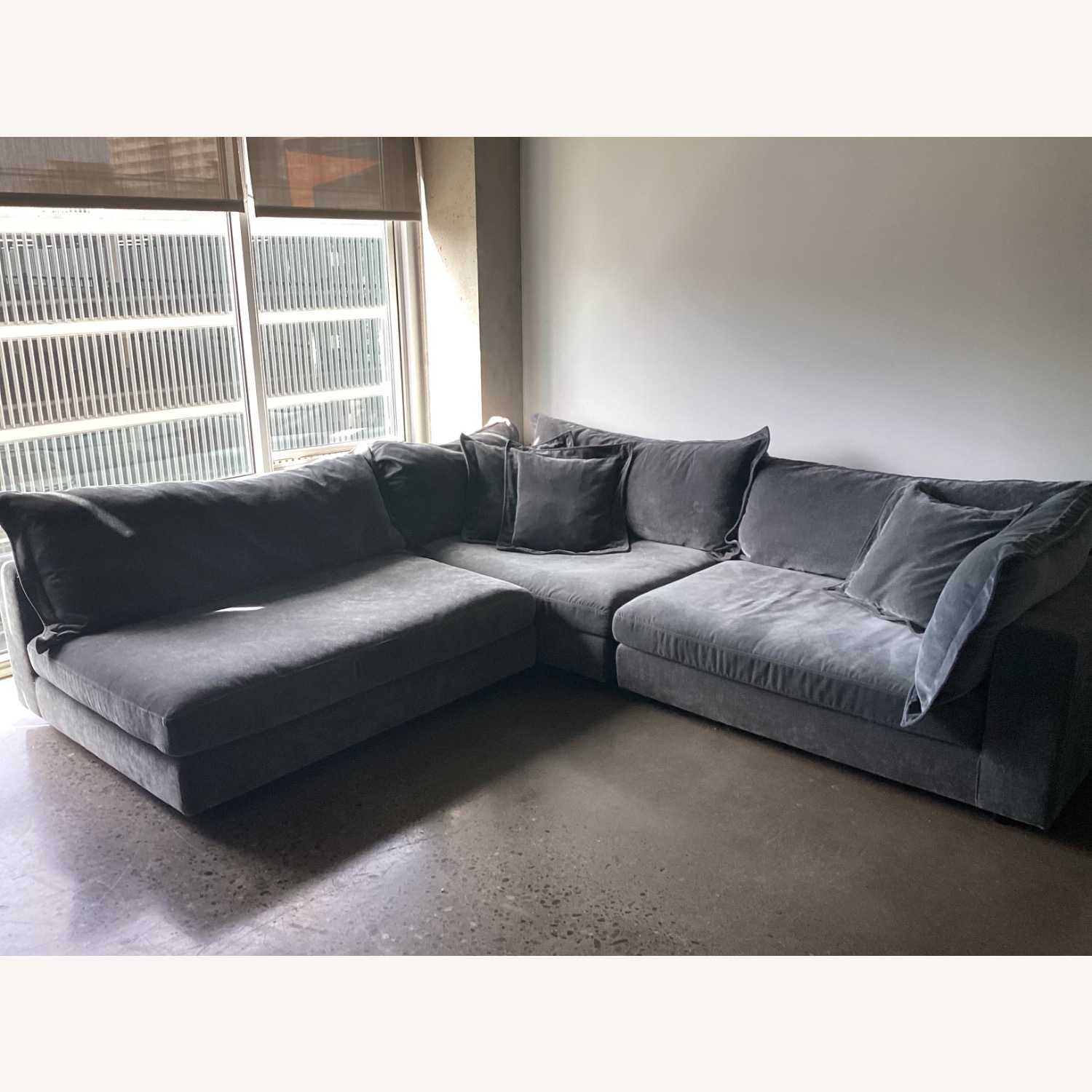 Living Spaces Storm Grey Modular Couch - image-1