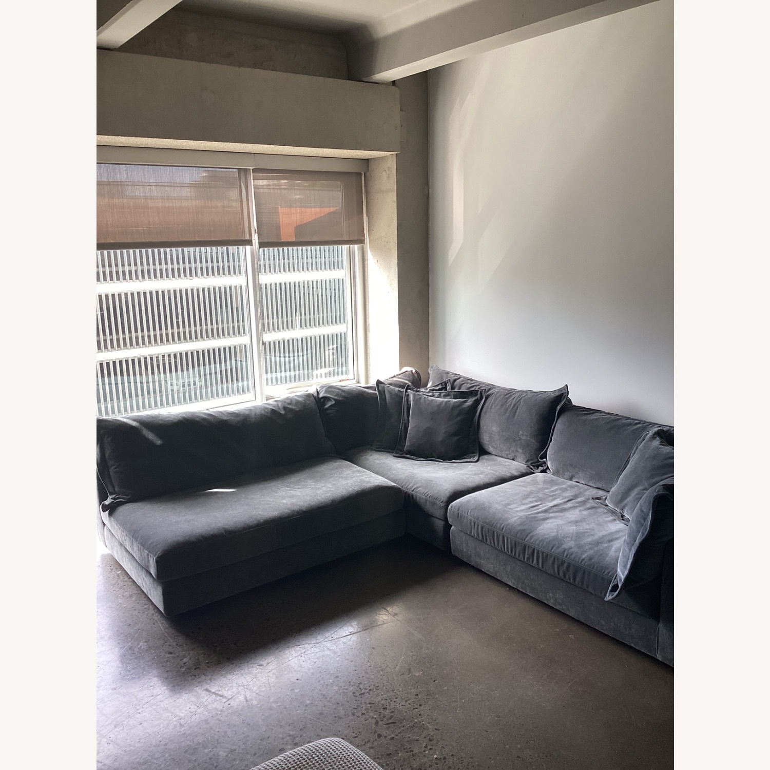 Living Spaces Storm Grey Modular Couch - image-4