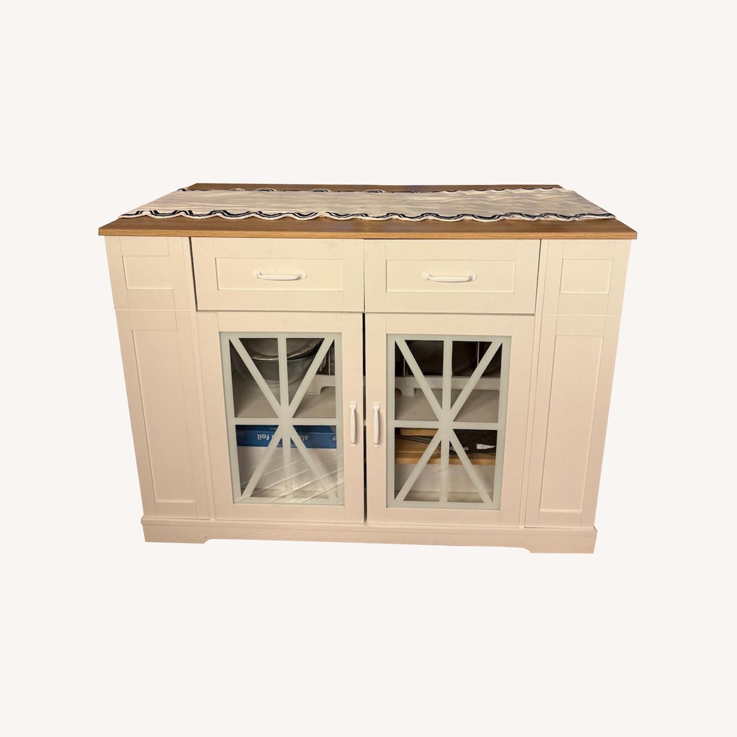 Kitchen Island with Outlet & Stools - image-0