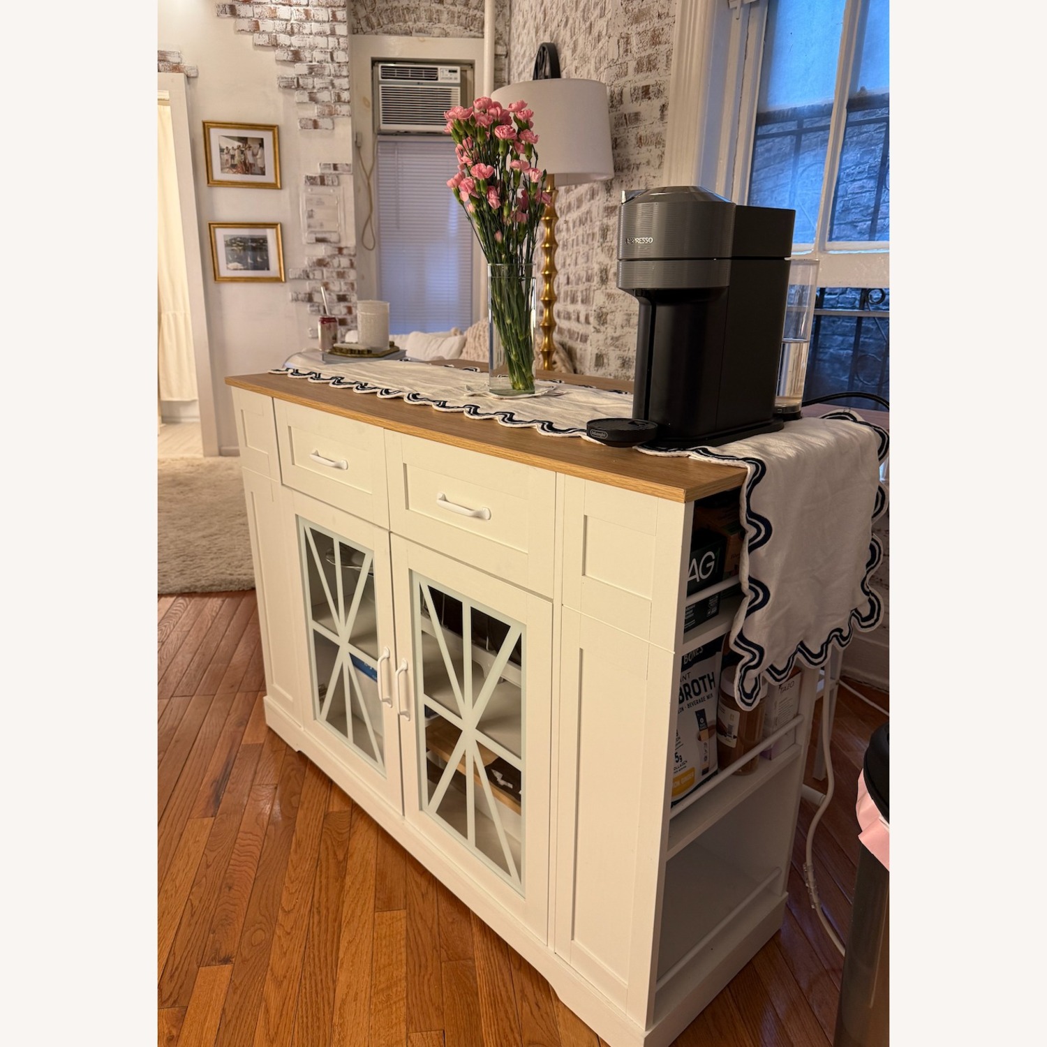 Kitchen Island with Outlet & Stools - image-5