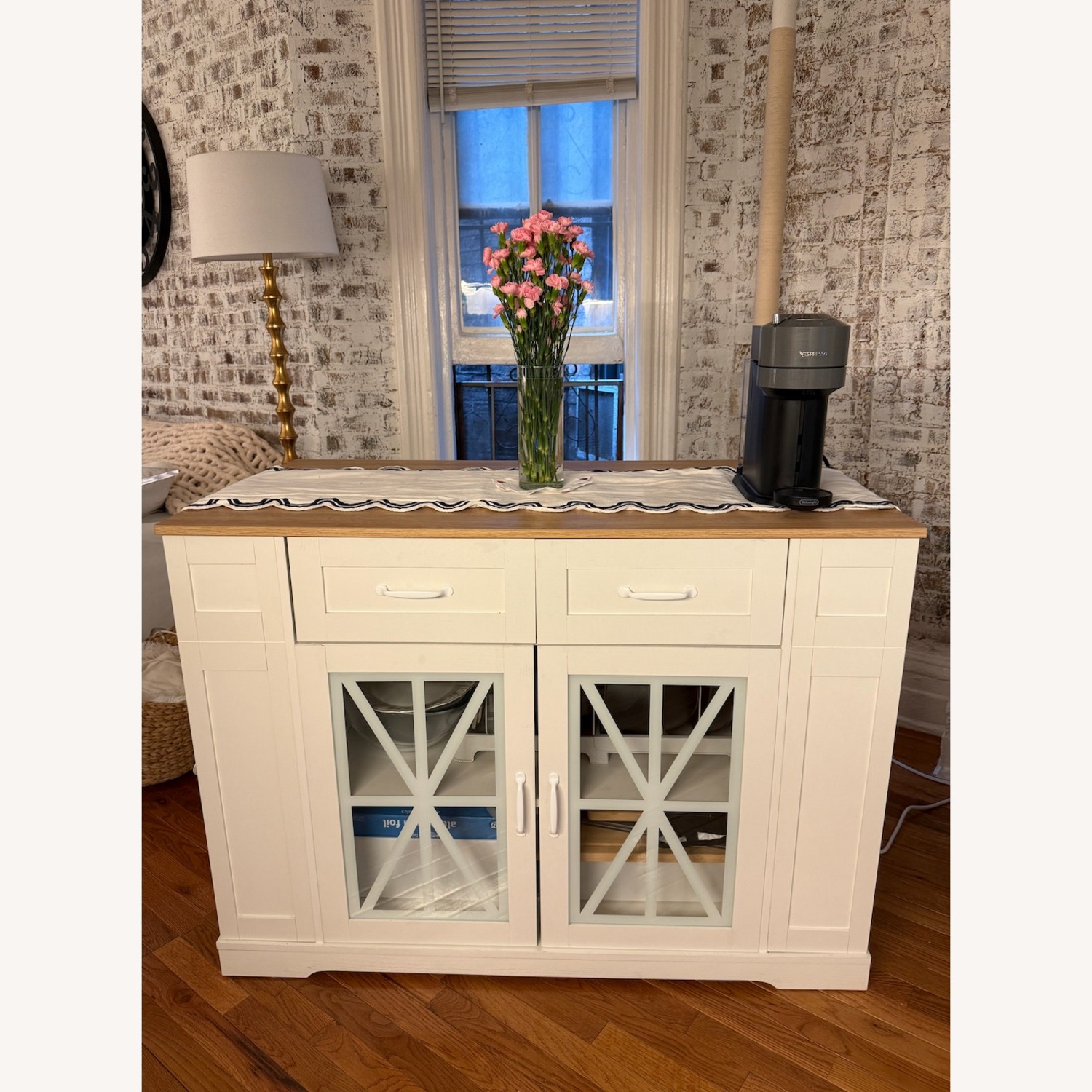 Kitchen Island with Outlet & Stools - image-4