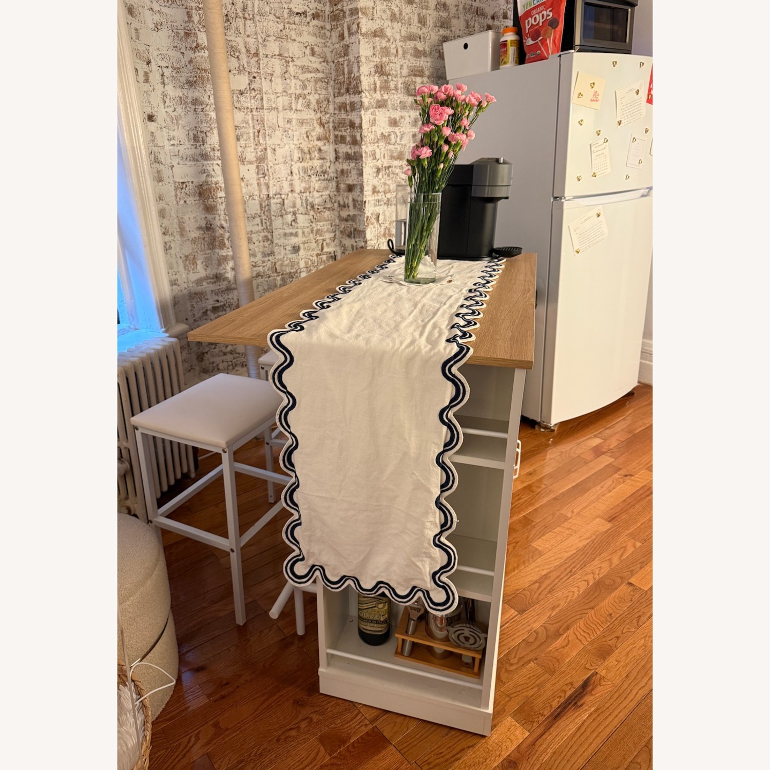 Kitchen Island with Outlet & Stools - image-6