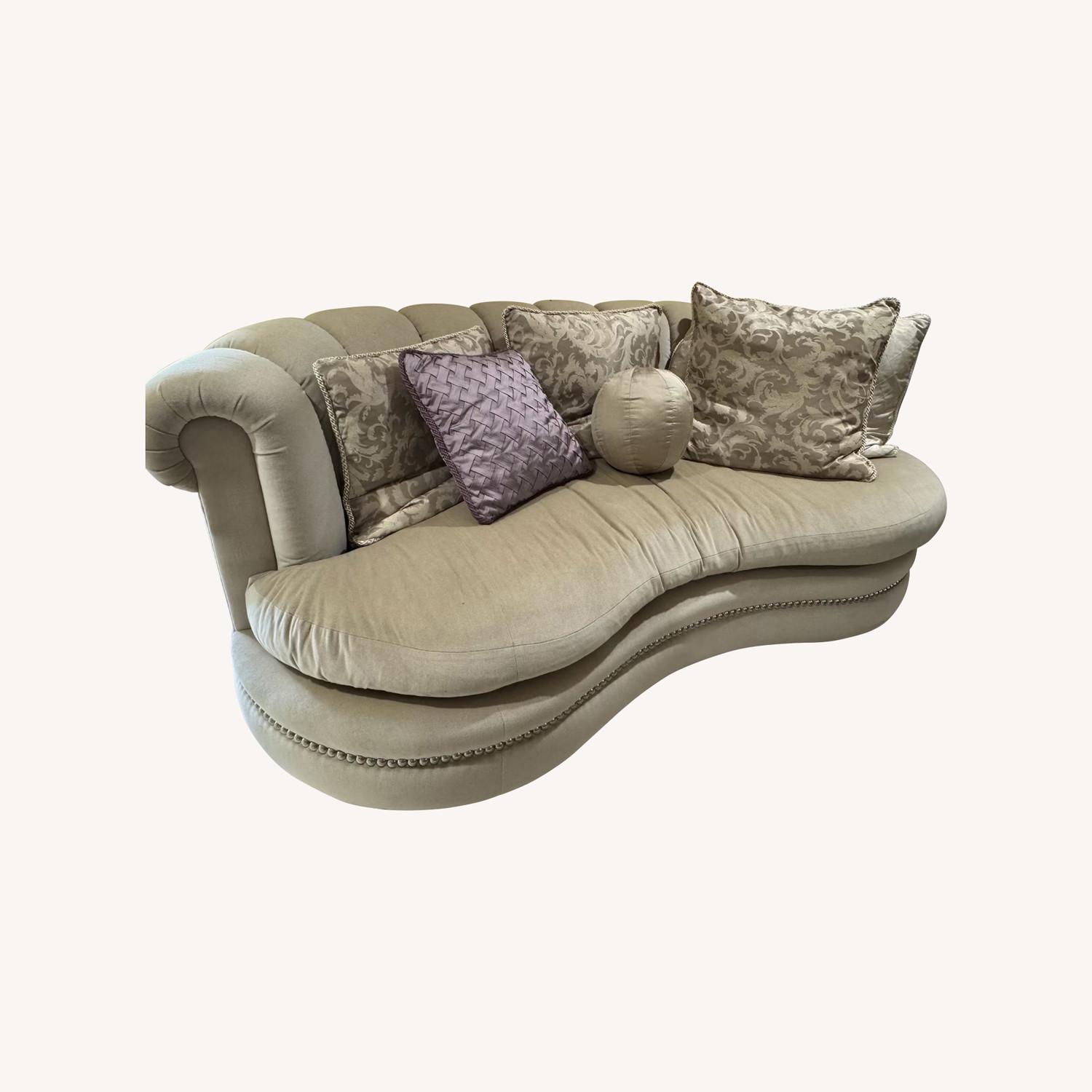 Vintage Velvet Gray/Green Couch - image-0