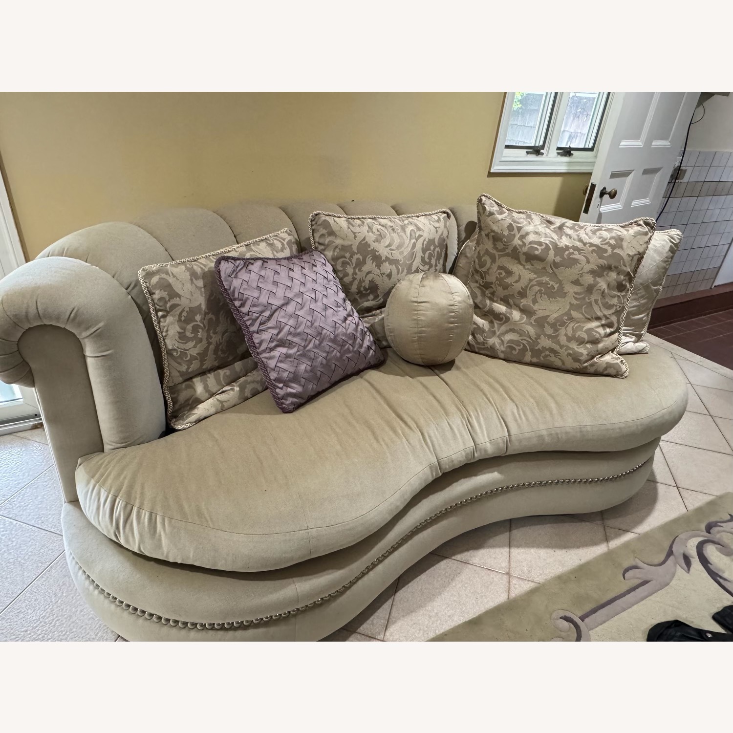 Vintage Velvet Gray/Green Couch - image-3
