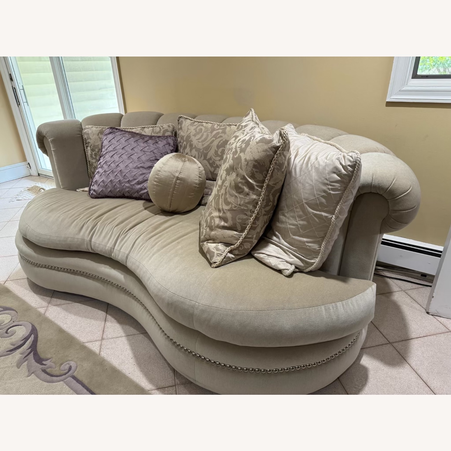 Vintage Velvet Gray/Green Couch - image-6