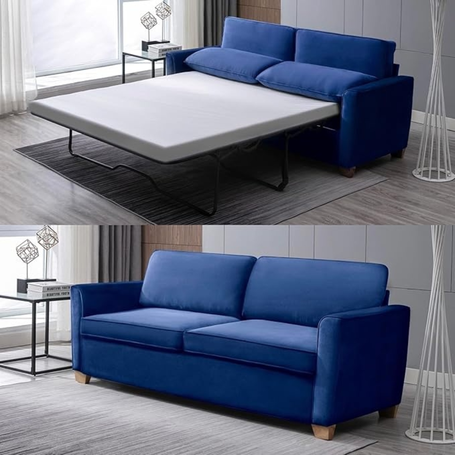 Mjkone Navy Blue Sleeper Sofa - image-4
