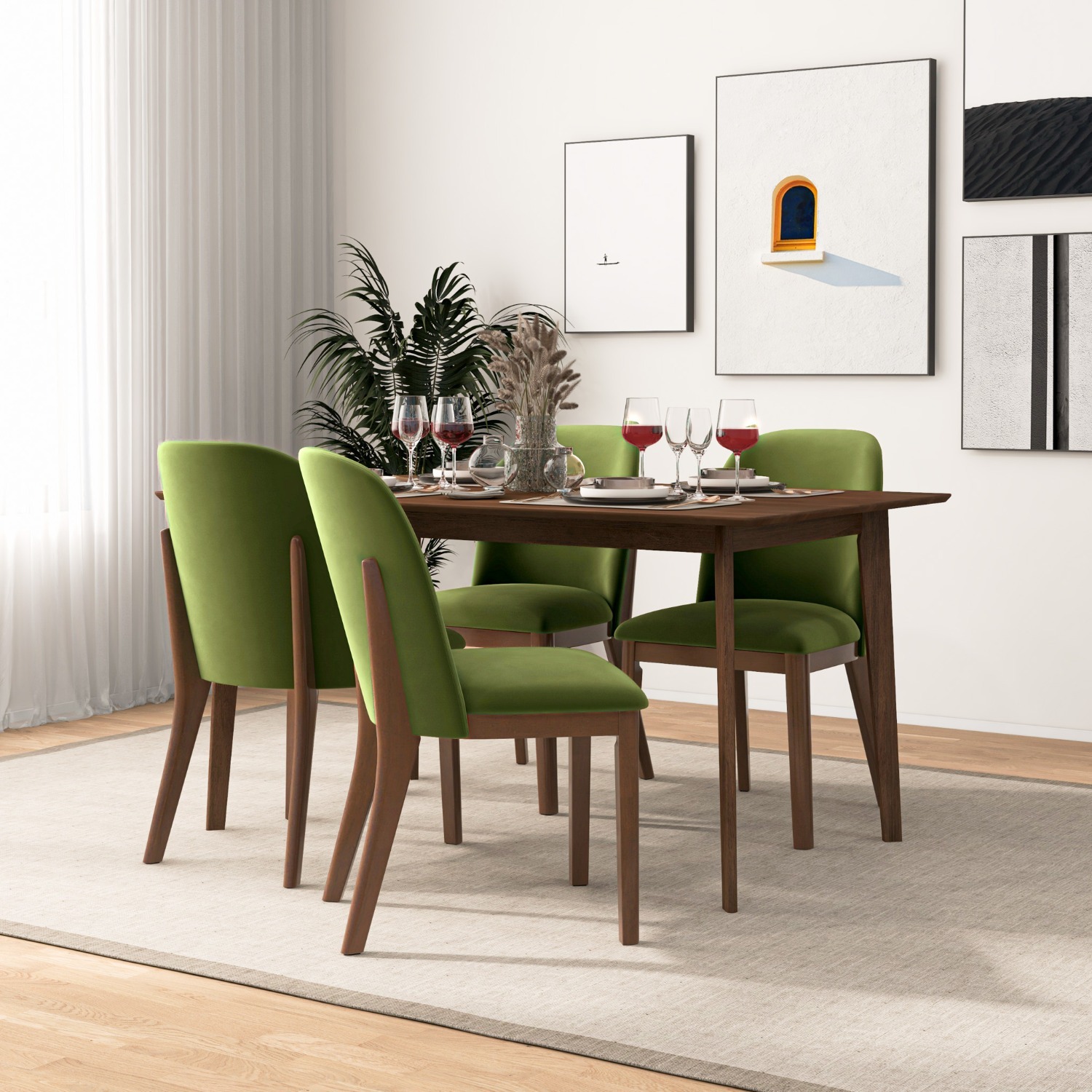 Belfast Green Velvet Dining Chair Set of 2 - image-2