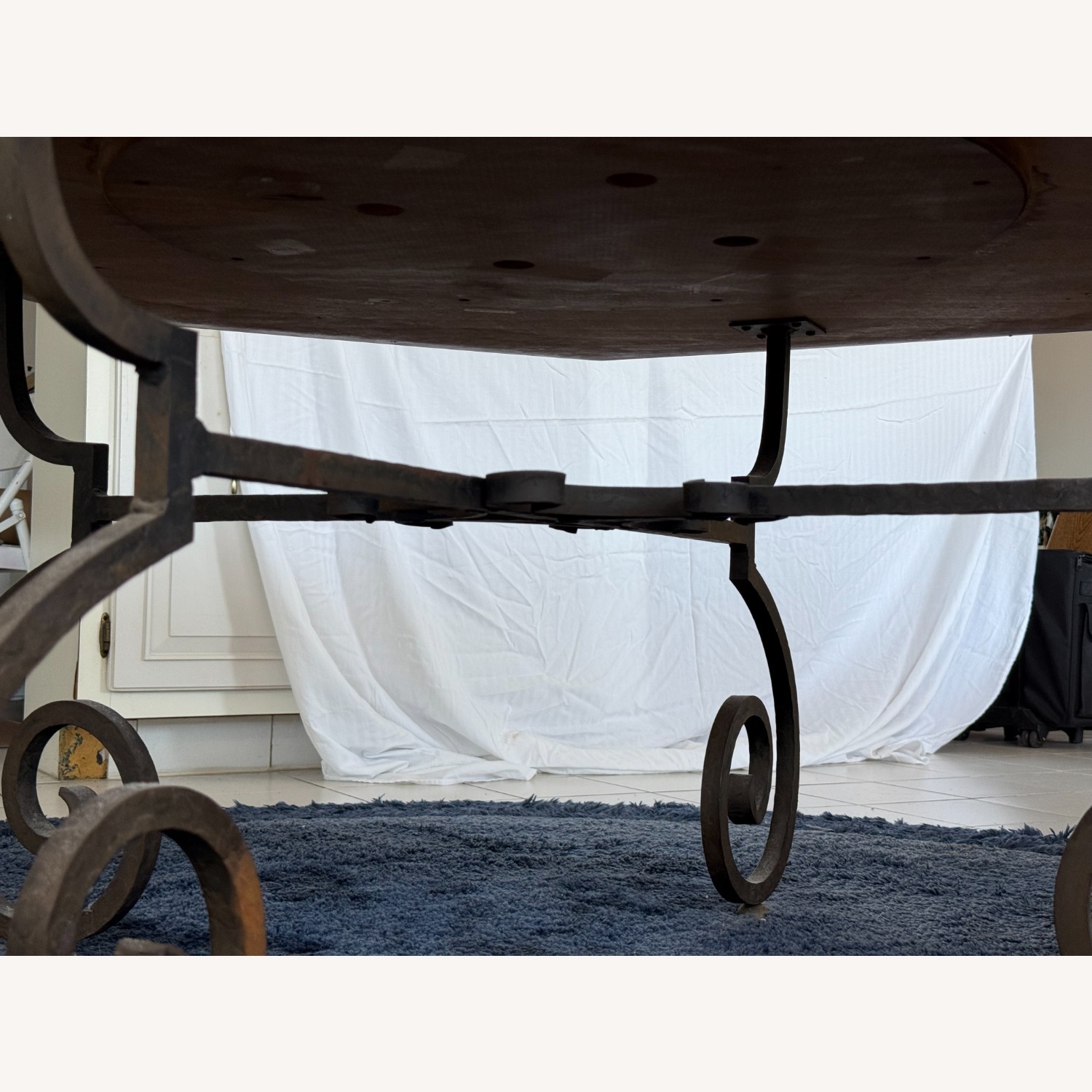 Vintage Wood W Marble Dining Table - image-5