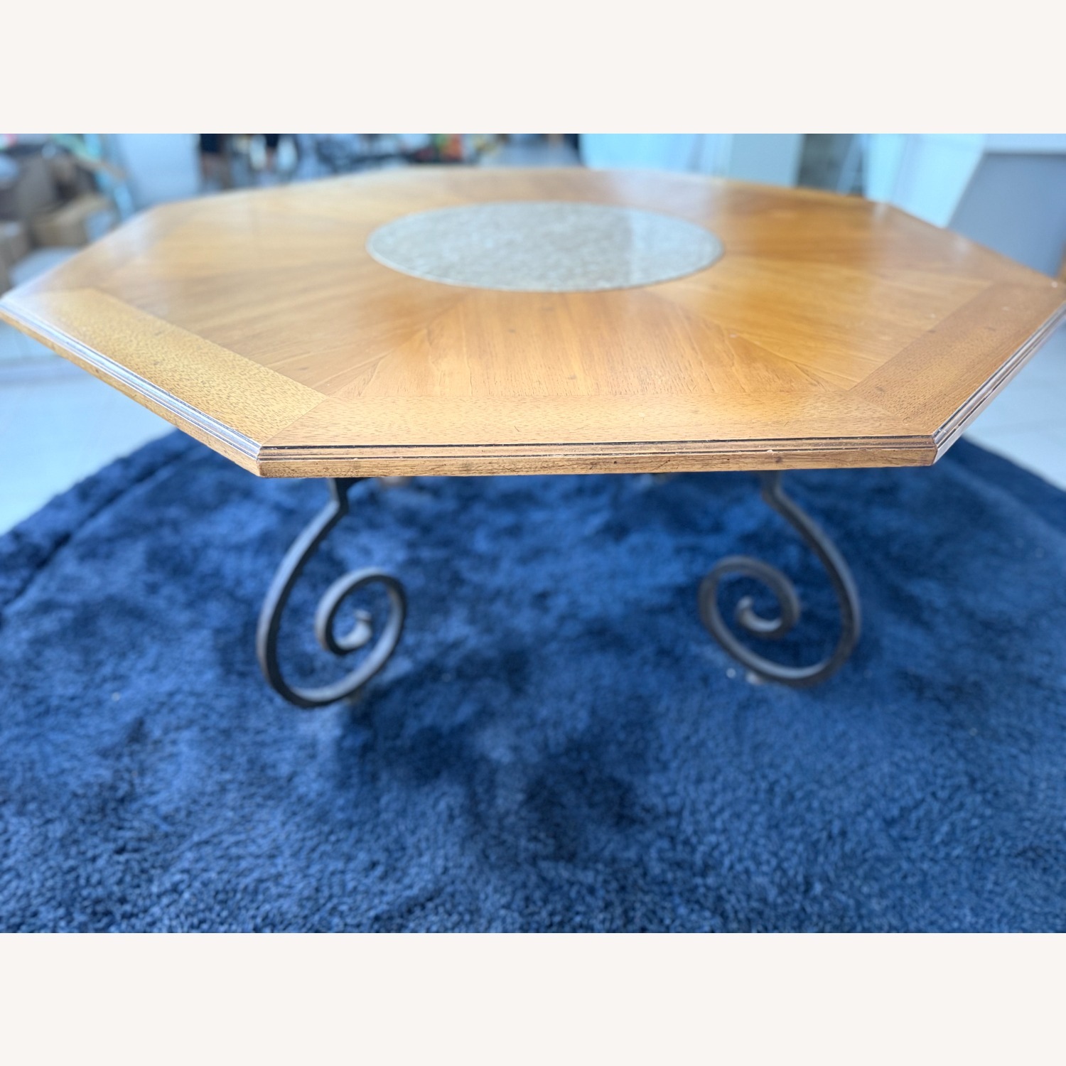 Vintage Wood W Marble Dining Table - image-2