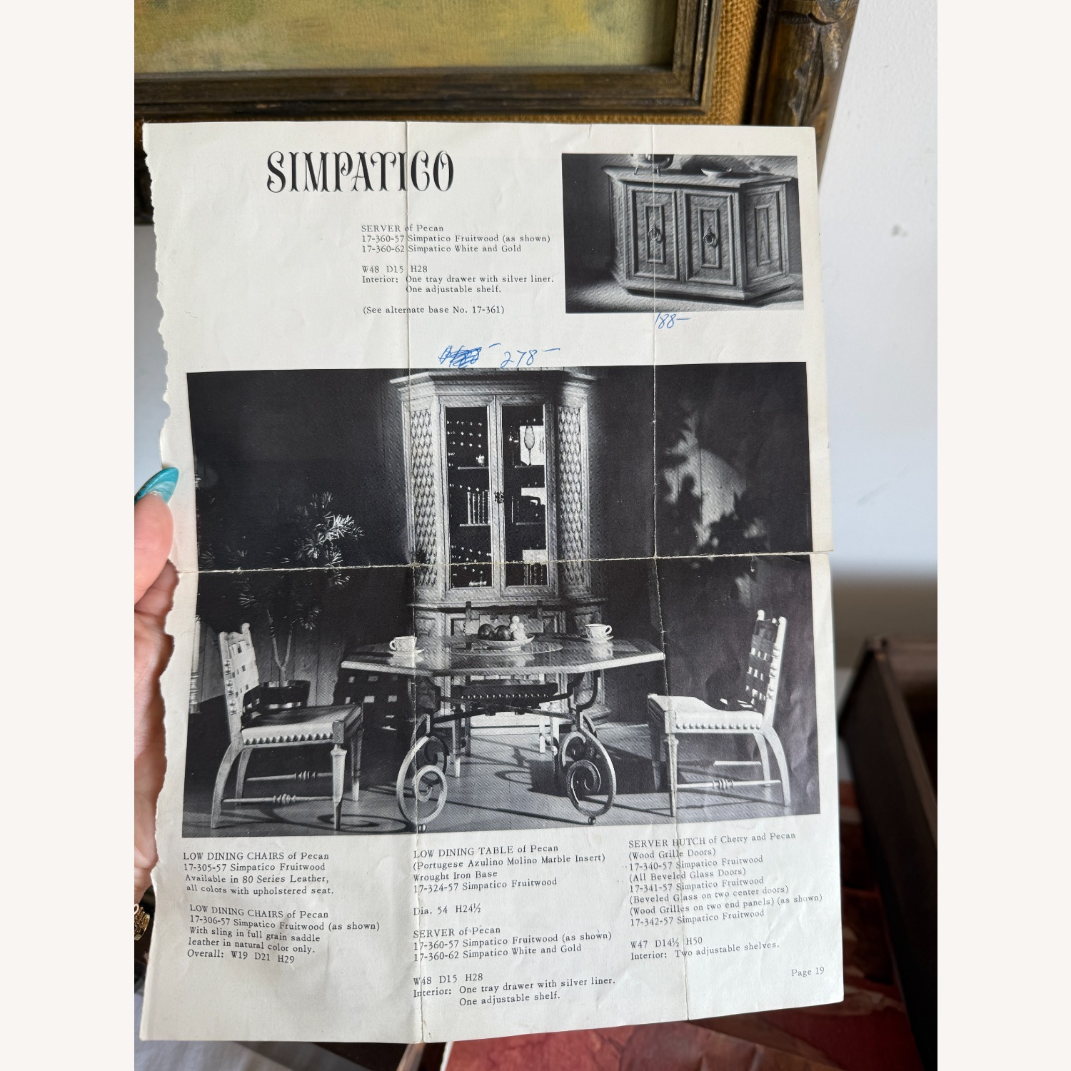 Vintage Wood W Marble Dining Table - image-8