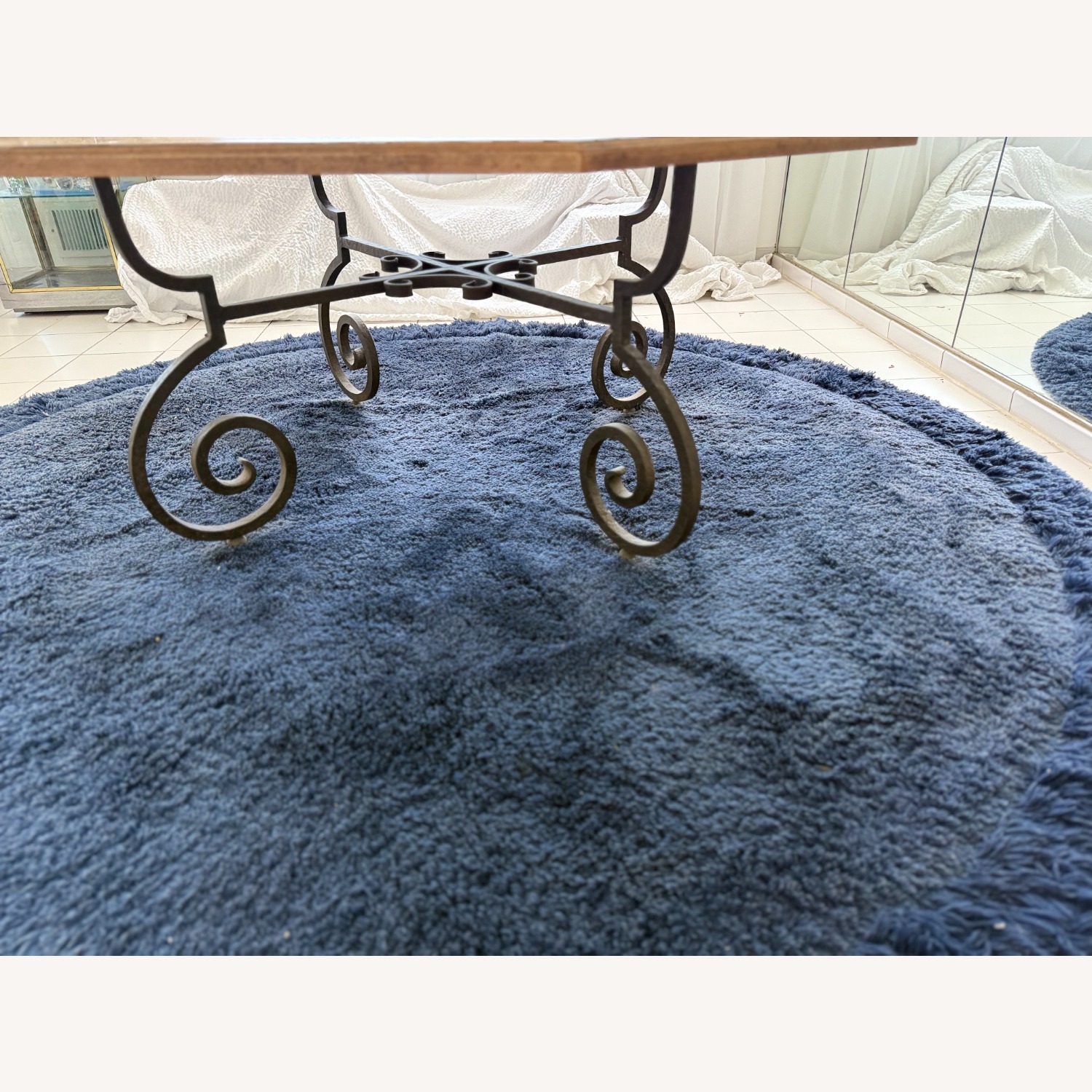 Vintage Wood W Marble Dining Table - image-3