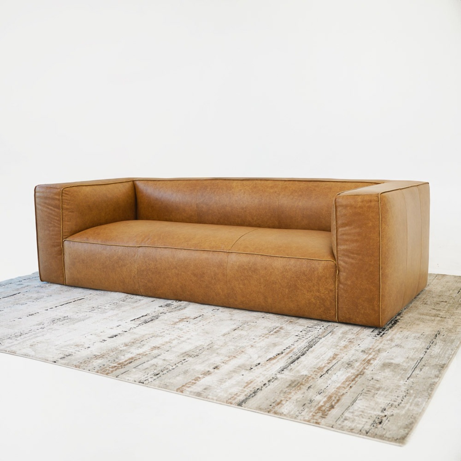 Emerson Tan Leather Sofa - image-3