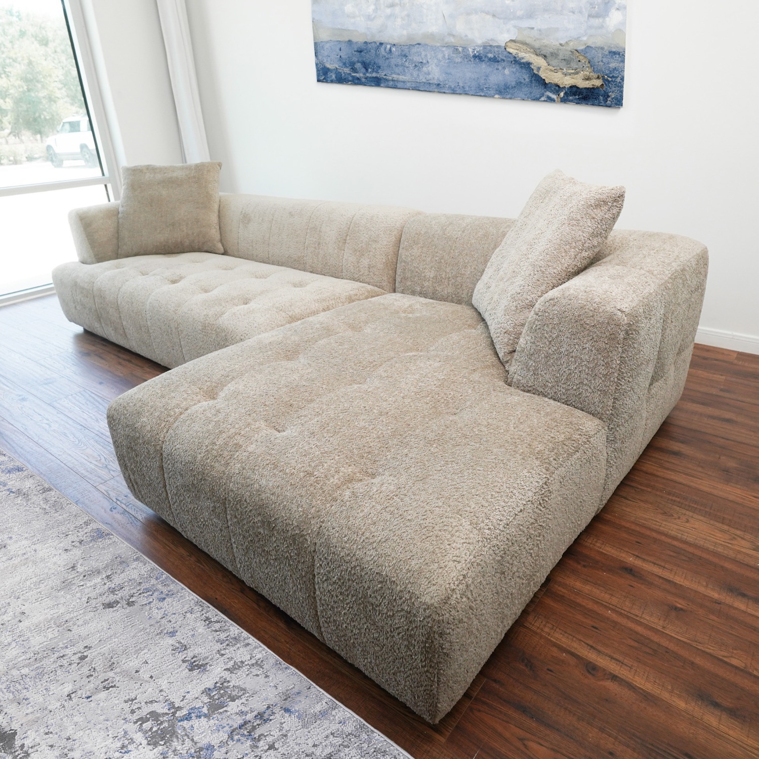 Wade Mocha Boucle L-Shaped Right Sectional Sofa - image-3