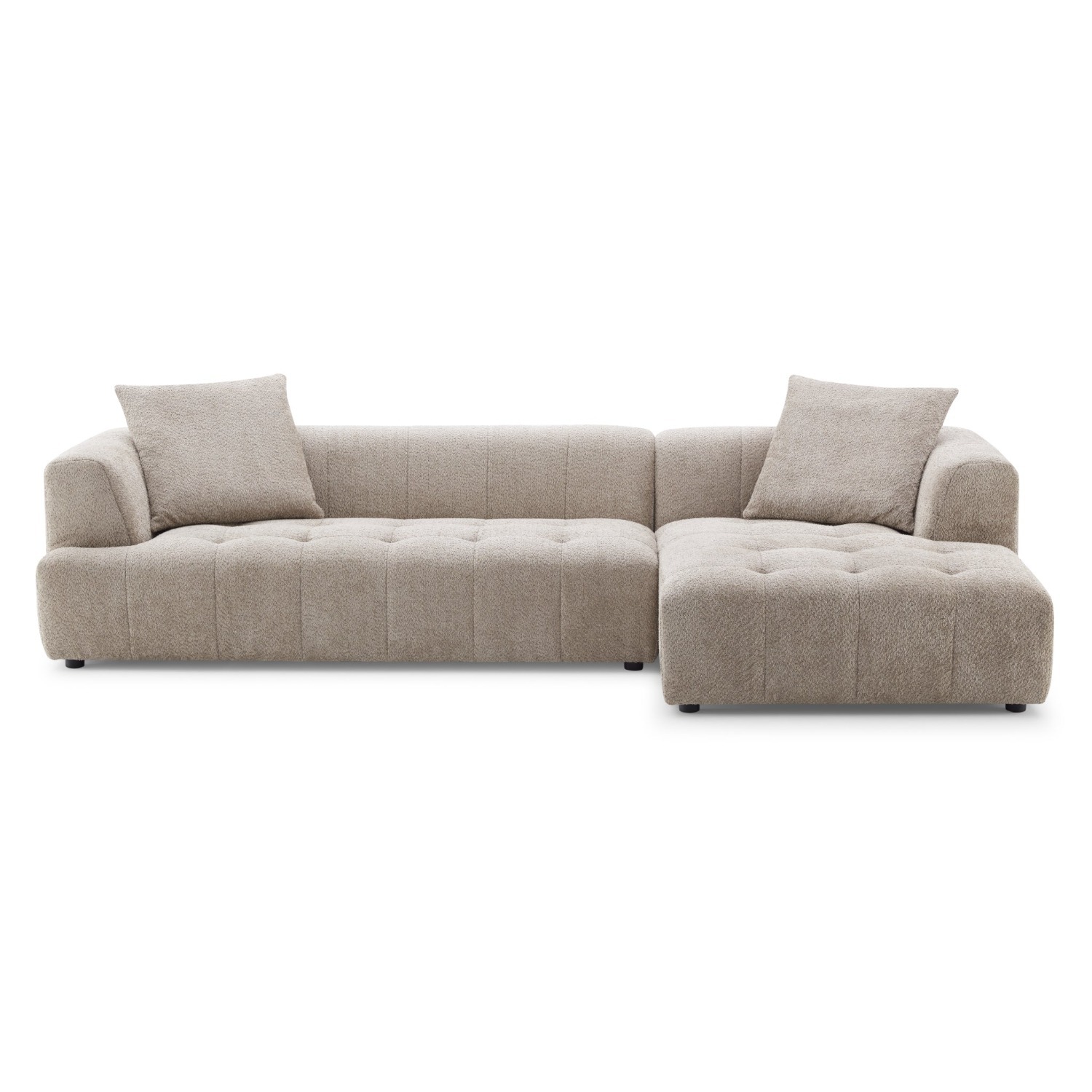 Wade Mocha Boucle L-Shaped Right Sectional Sofa - image-0