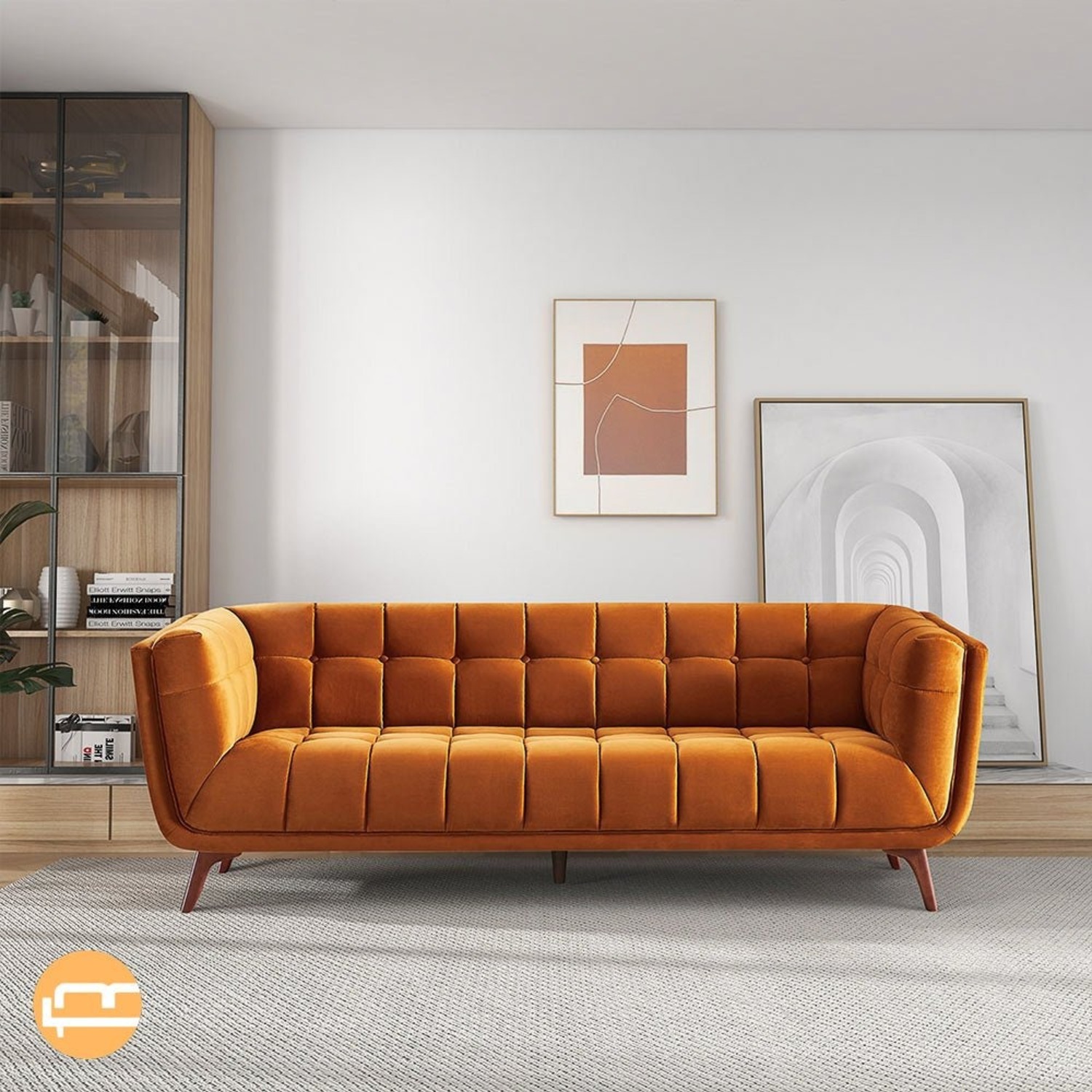 Kano Burnt Orange Velvet Sofa - image-3