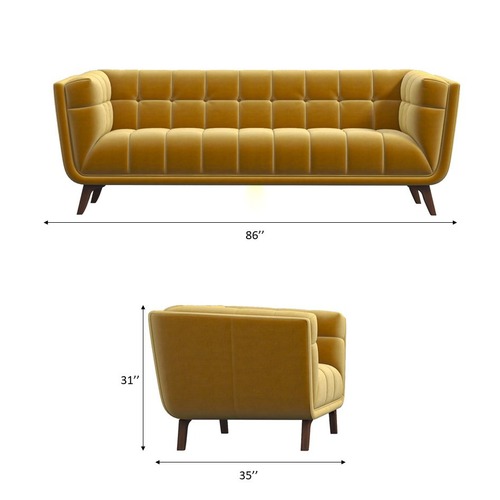 Used Kano Burnt Orange Velvet Sofa for sale on AptDeco
