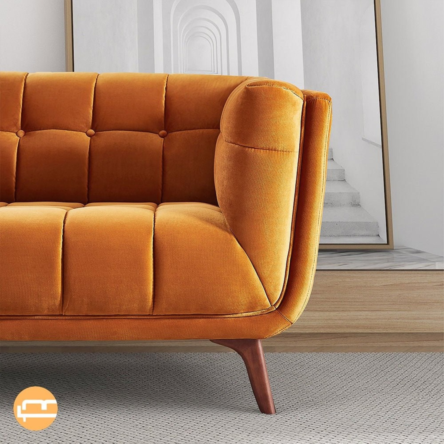 Kano Burnt Orange Velvet Sofa - image-2
