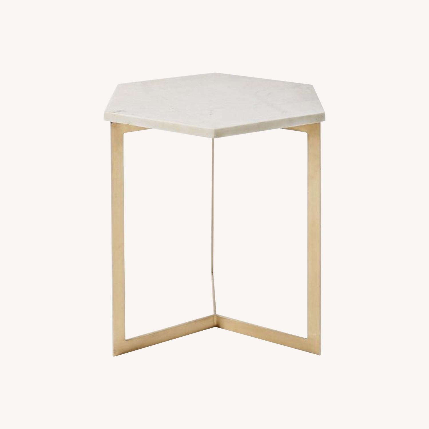 West Elm Hex Side Table (15.5") - Antique Brass - image-0