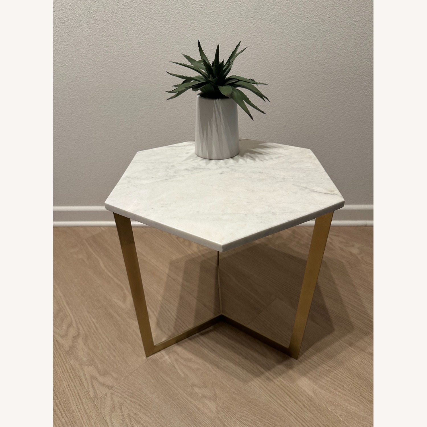 West Elm Hex Side Table (15.5") - Antique Brass - image-1