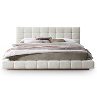 Hughes King Ivory Boucle Platform Bed