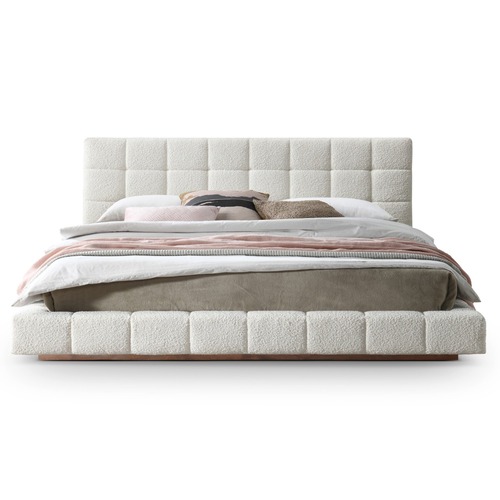 Used Hughes King Ivory Boucle Platform Bed for sale on AptDeco
