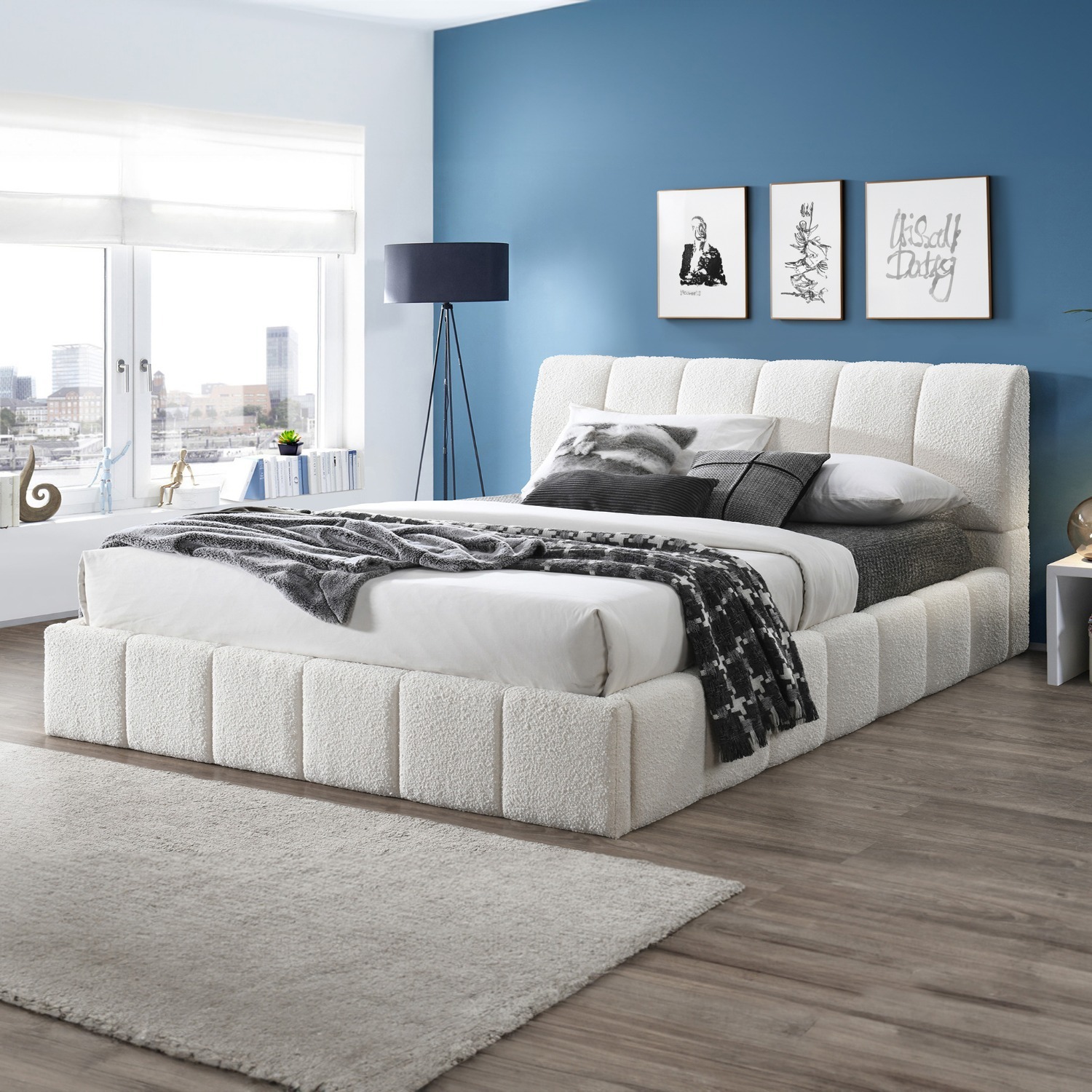 Pearce White Boucle King Bed - image-2