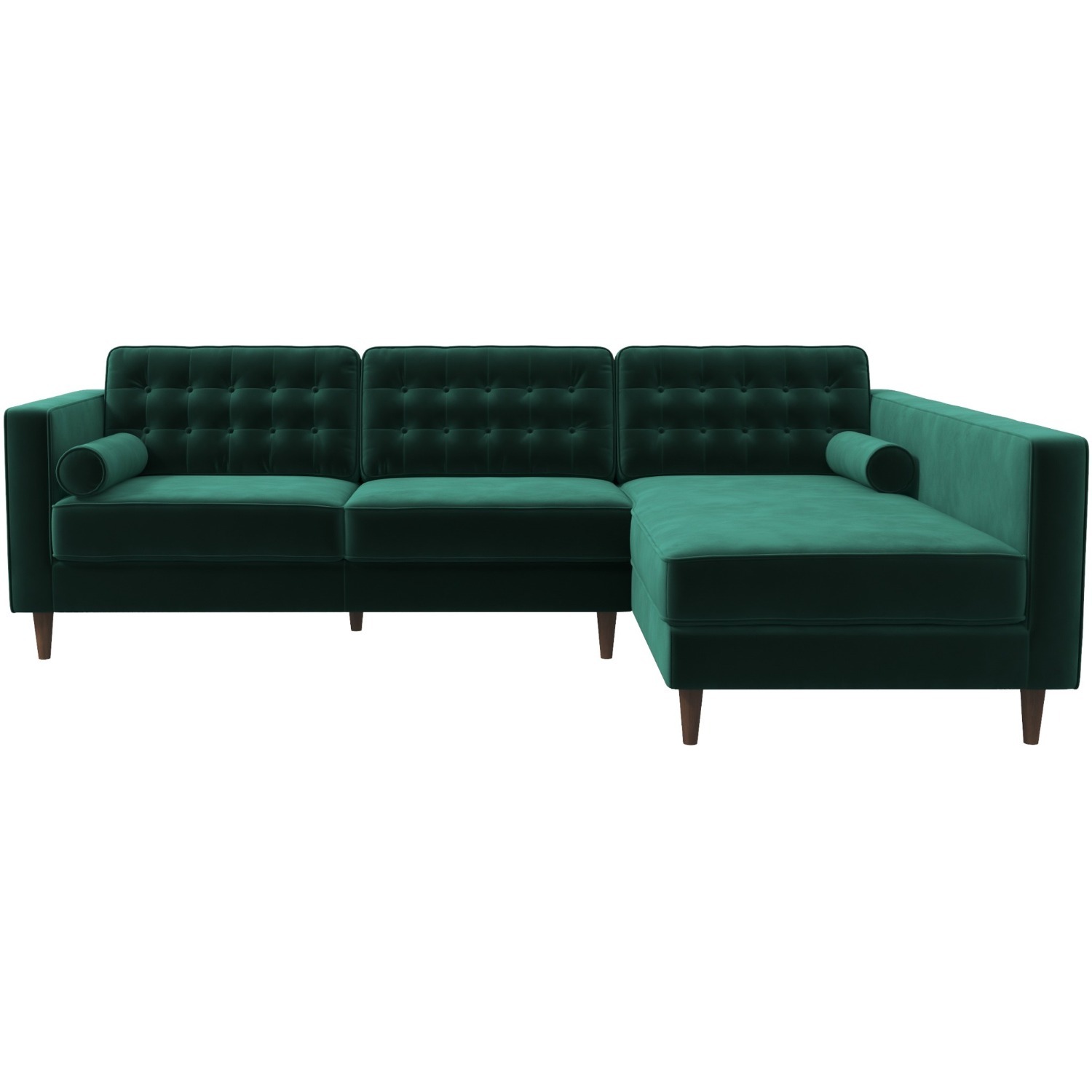 Olson Green Velvet Sectional Sofa Right Chaise - image-4